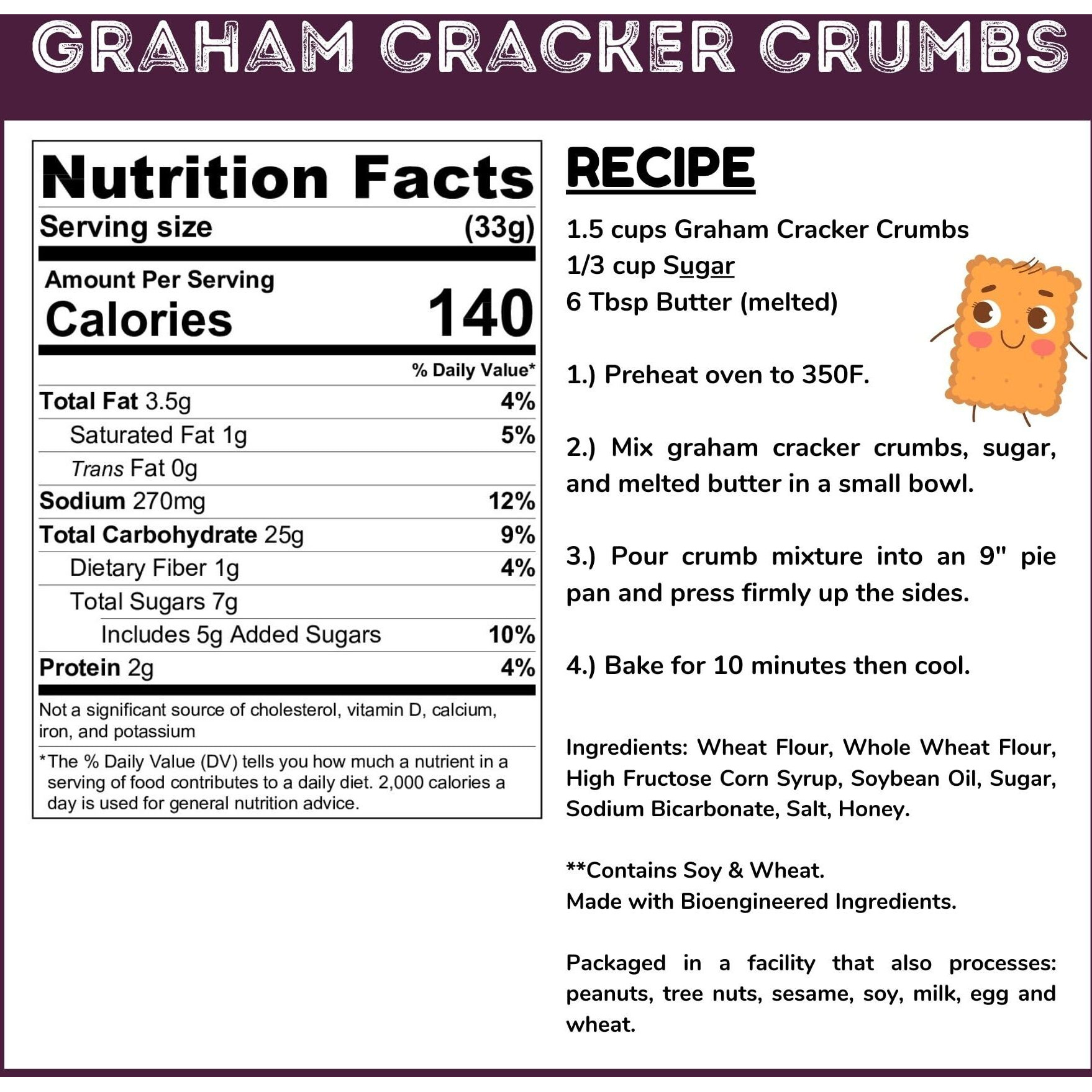 Graham Cracker Crumbs - 2 Lb Tub