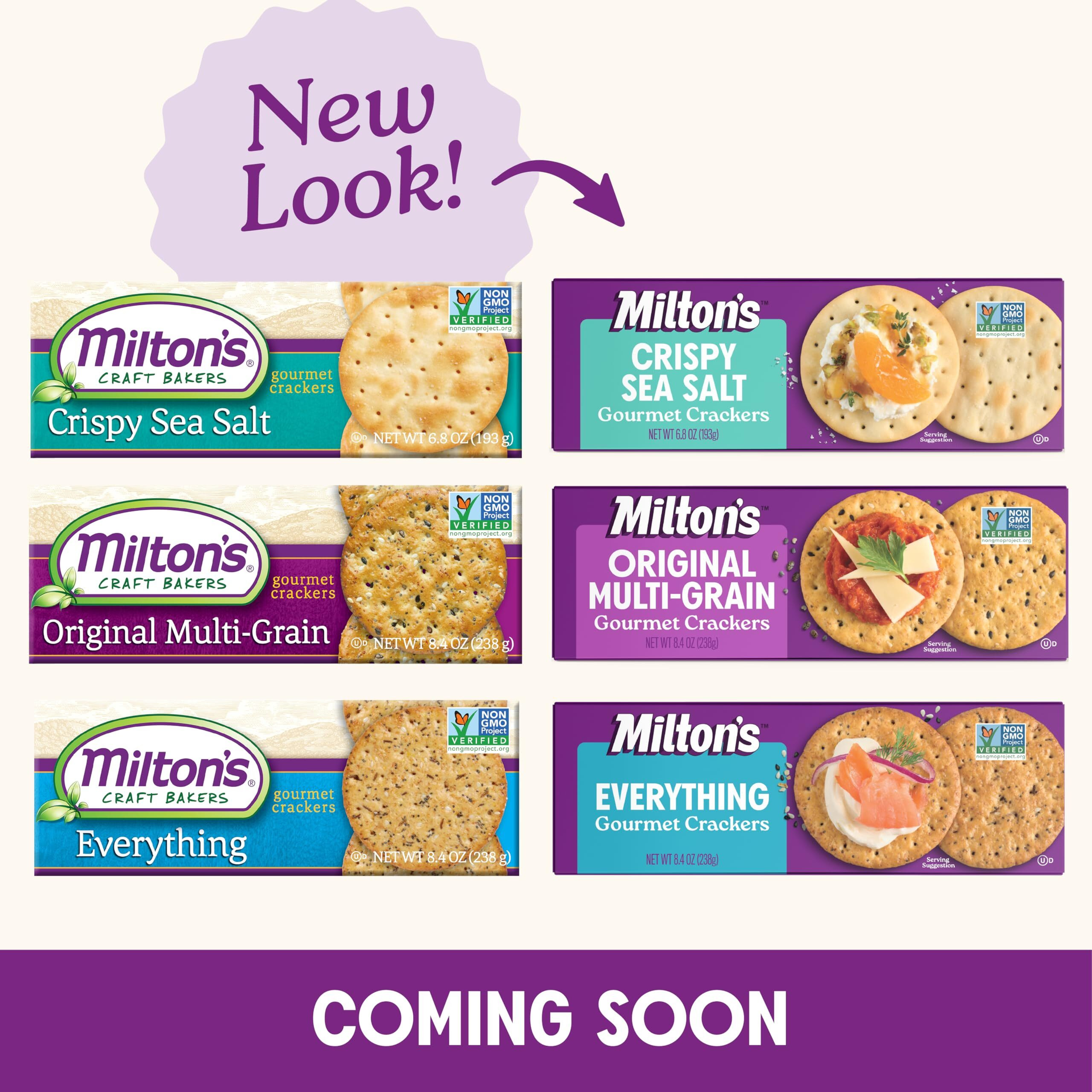 Milton's Craft Bakers Gourmet Crackers Variety Bundle (Multi-Grain, Everything, Crispy Sea Salt) - Non-Gmo Project Verified, All Natural Ingredients, Kosher, Healthy Crackers - 8.4 Oz Each, Pack Of 3