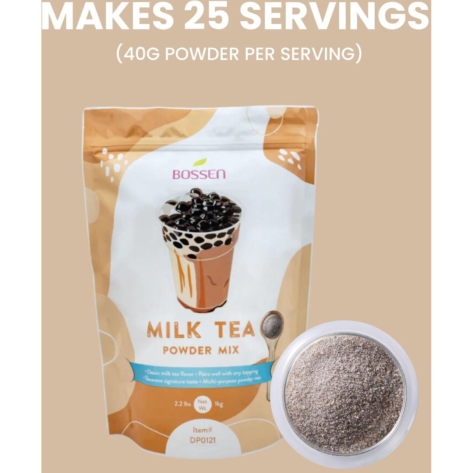 Bossen Bubble Tea Powder Mix - 2.2 Pound (Milk Tea)