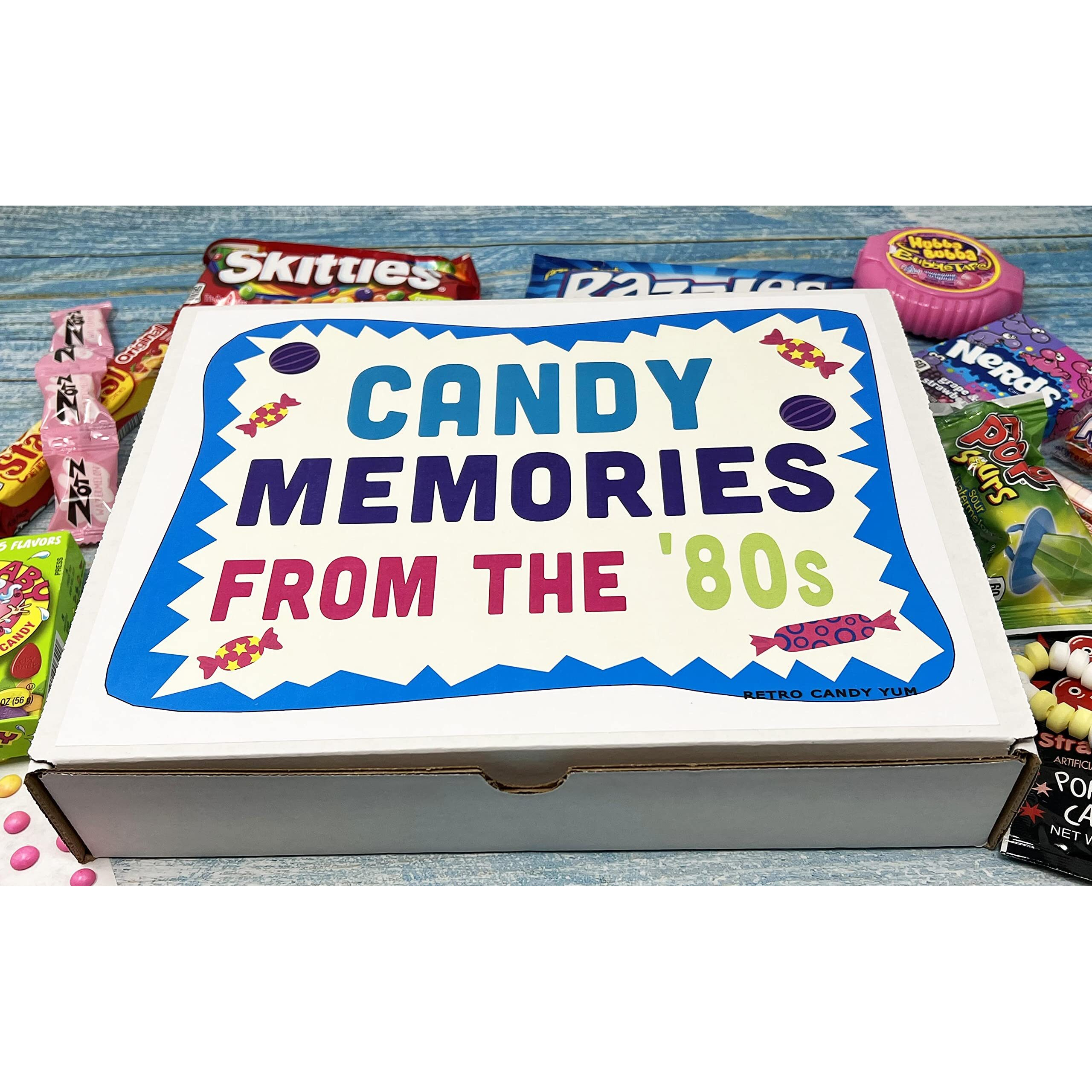 Retro Candy Yum 80S Gift Box With 1980's Candy Assortment For Man Or Woman - Care Package Thank You Or Birthday Gag Gift