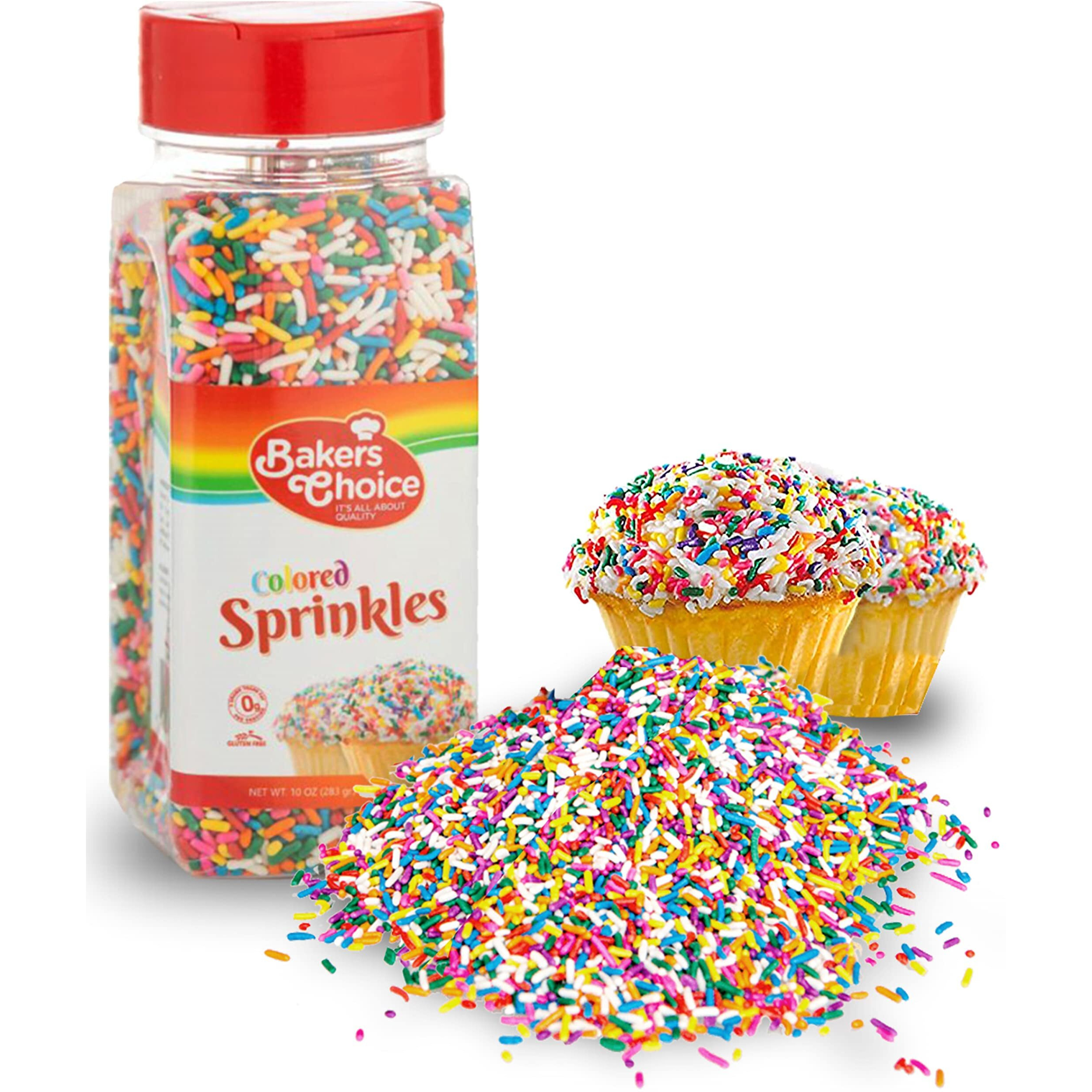 Bakers Choice Rainbow Sprinkles For Baking - Rainbow Jimmies Sprinkles For Ice Cream Toppings - Dairy Free, Kosher 10 Ounce