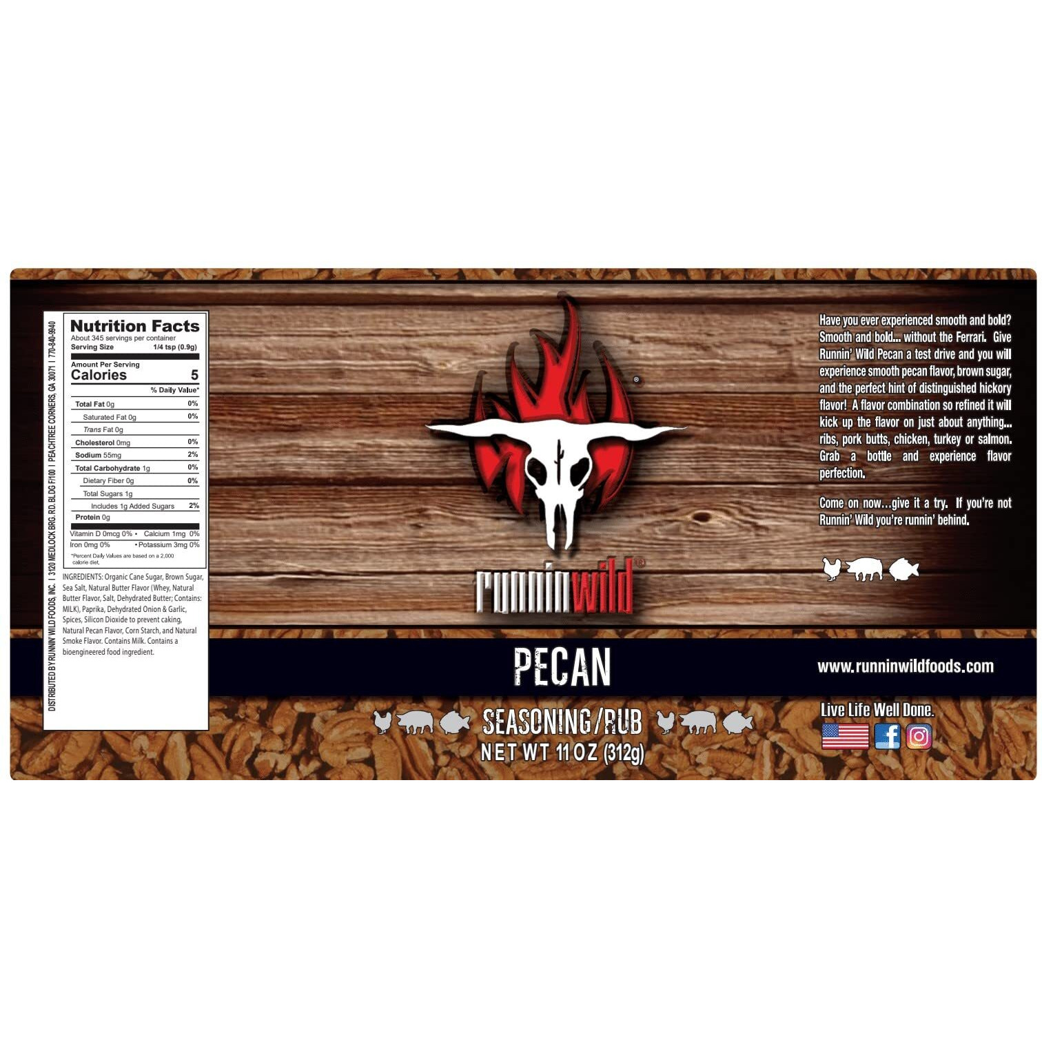 Gourmet Pecan Rub | No Artificial Flavors And No Msg Added | Runnin Wild Foods, 11 Ounces