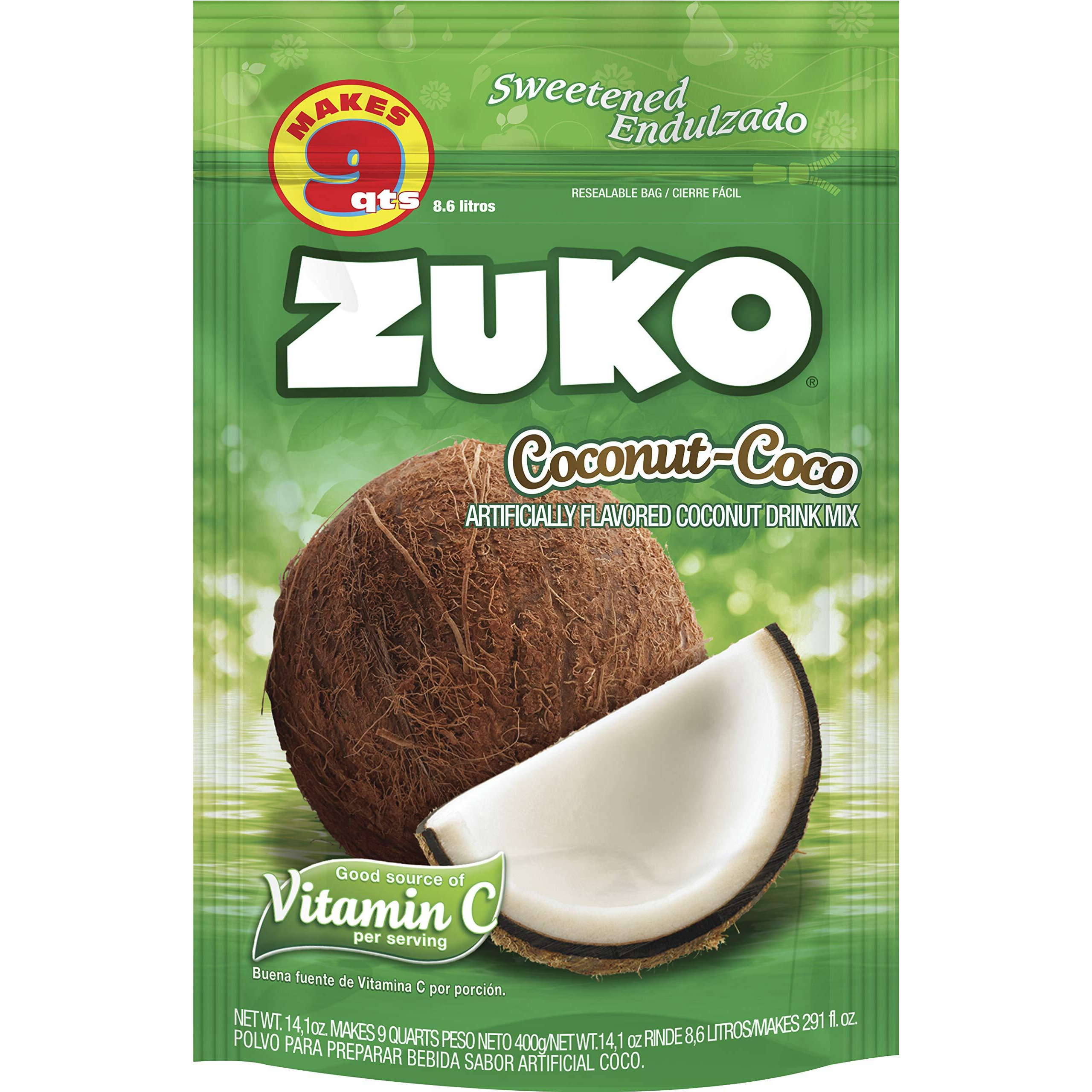Zuko Coconut Instant Powder Drink | Family Pack | No Sugar Needed | Vitamin C | 14.1 Ounce (Pack Of 6)