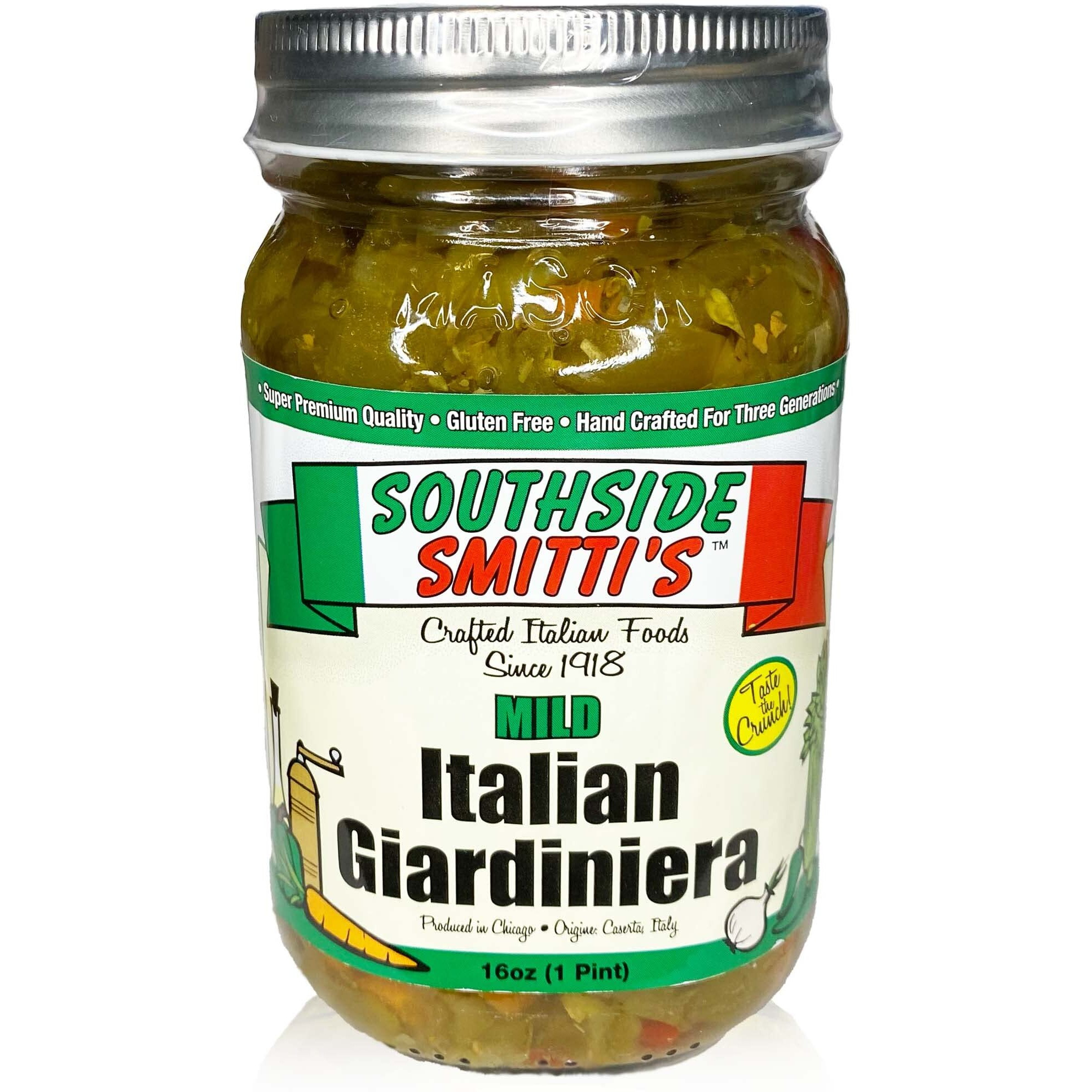 Southside Smitti's - Italian Style Giardiniera - Mild - 16 Oz - Best Chicago Style Giardiniera Peppers - Original Southside Recipe