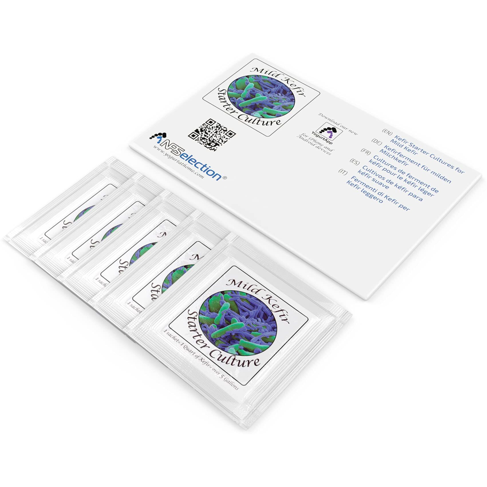 Kefir Starter Cultures - Pack Of Freeze-Dried Culture Sachets For Creamy And Mild Milk Kefir (5 Sachets)