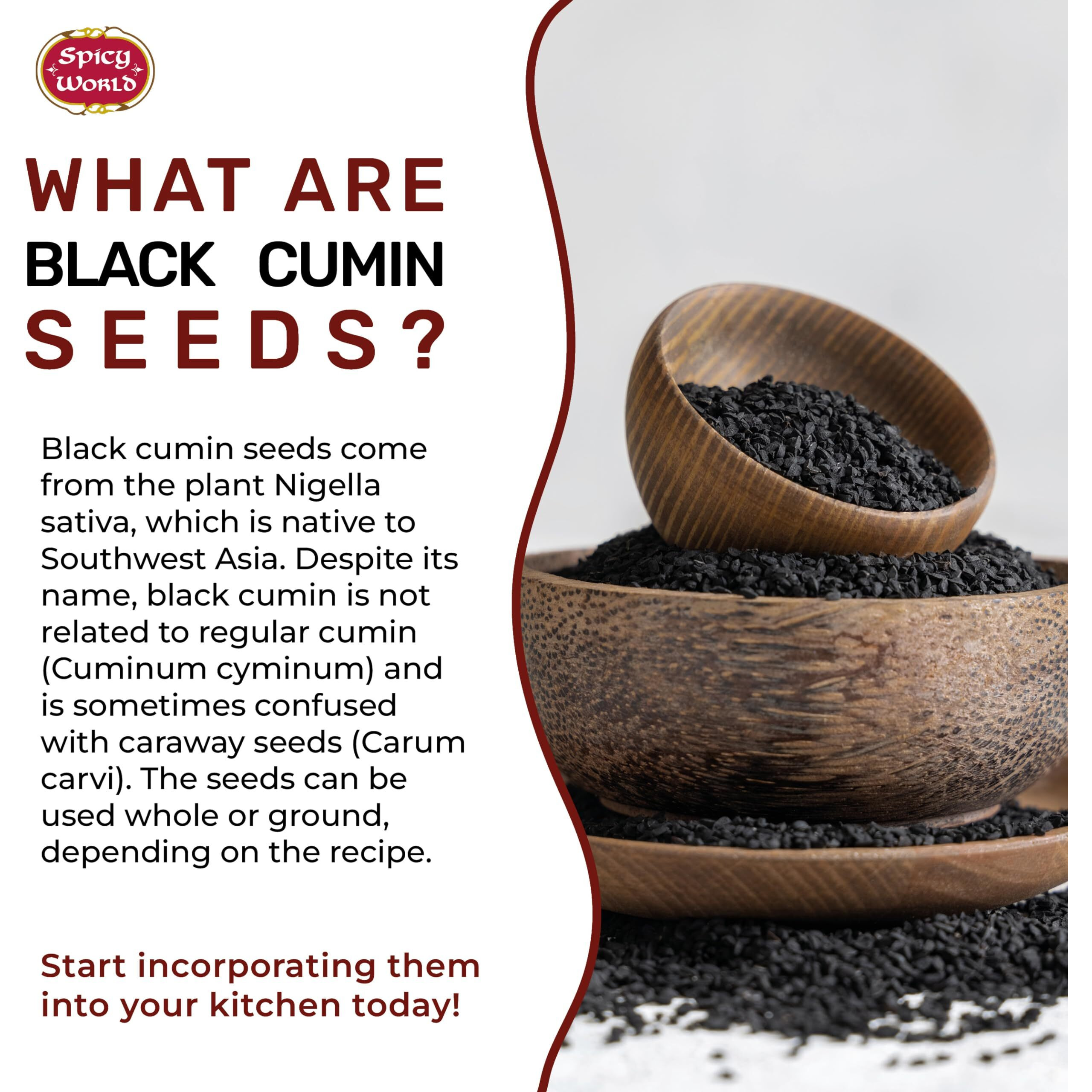 Spicy World Black Cumin Seeds 14Oz Bulk Bag - Nigella Sativa - Resealable Bag | Whole Black Seed (Kalonji) Great For Health, Making Black Seed Oil & More