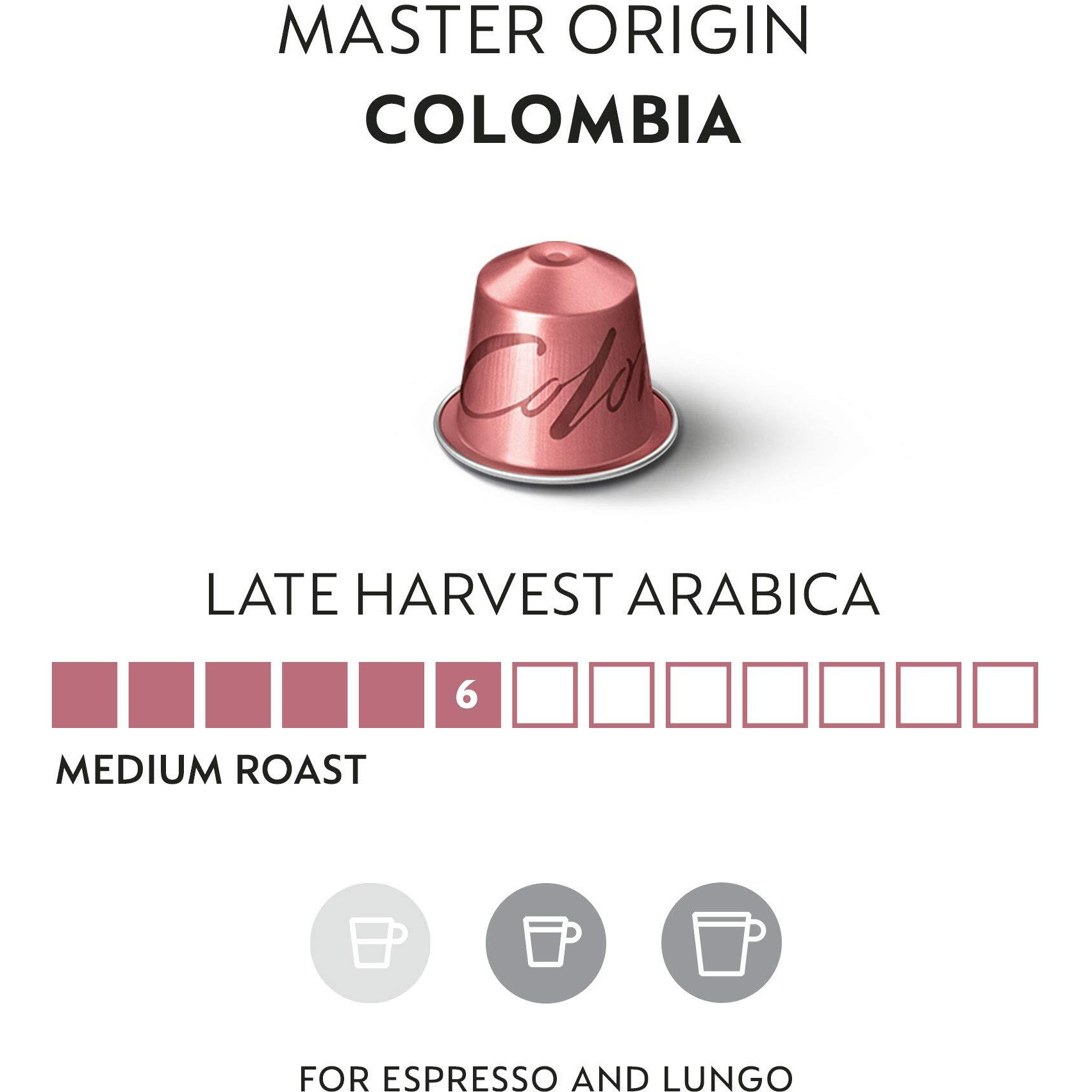 Nespresso Capsules Original Line, Colombia Master Origin, Medium Roast Coffee, 50 Count Coffee Pods