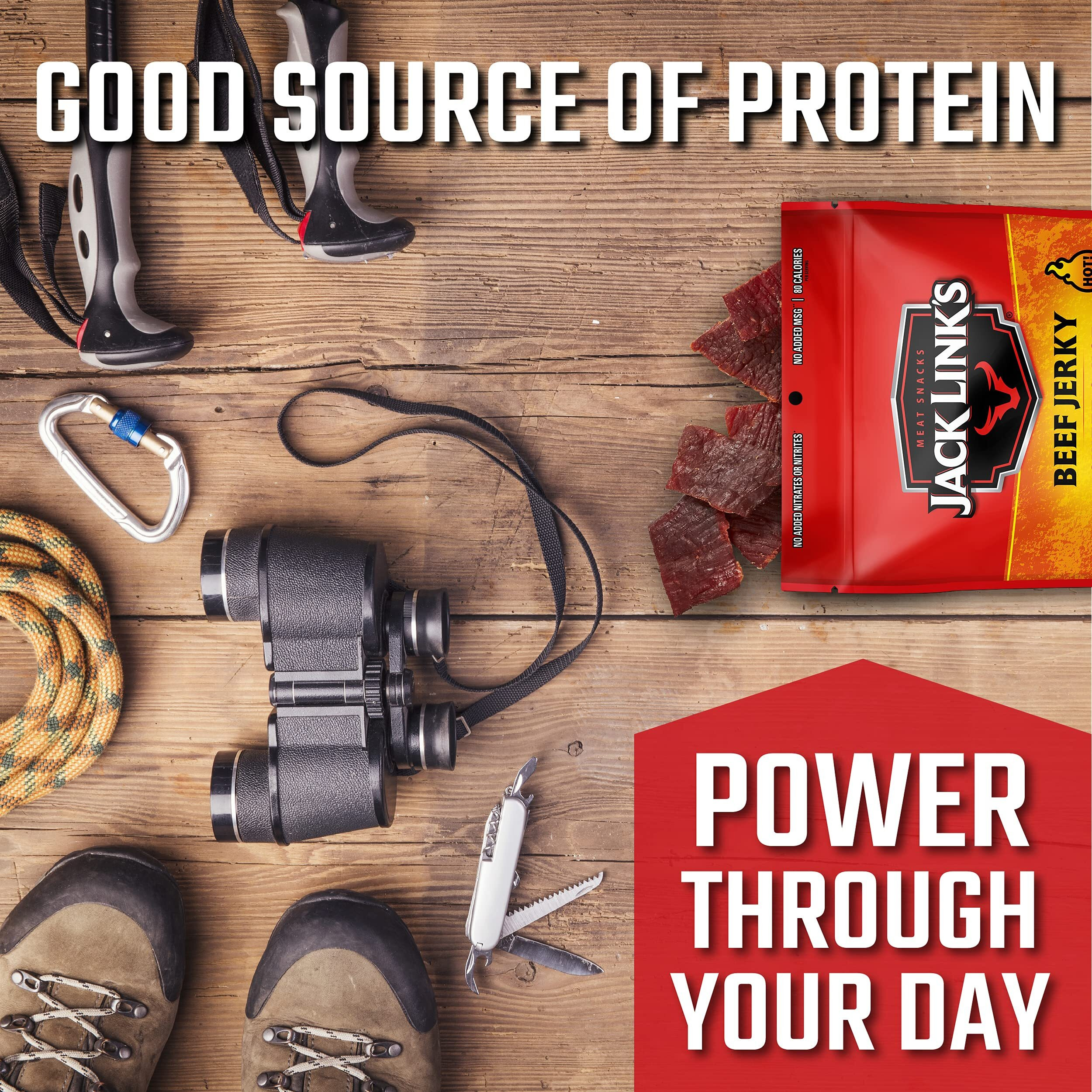 Jack Link's Beef Jerky, Sweet & Hot - Spicy Everyday Snack, 9G Of Protein And 80 Calories, Made With 100% Beef - 96% Fat Free, No Added Msg** - 9 Oz. (Pack Of 2)