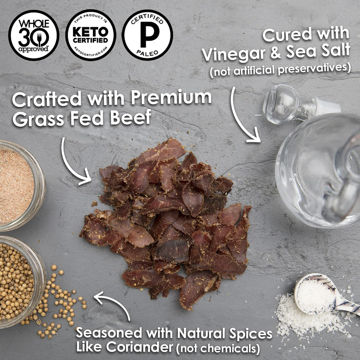 Ayoba Traditional Grass Fed Beef Biltong Slices (4 Ounce, Pack Of 1) Keto Friendly Air-Dried Grass Fed Beef Paleo Snacks - Gluten Free, Whole 30 Approved, No Sugar, No Carb Meat Snacks