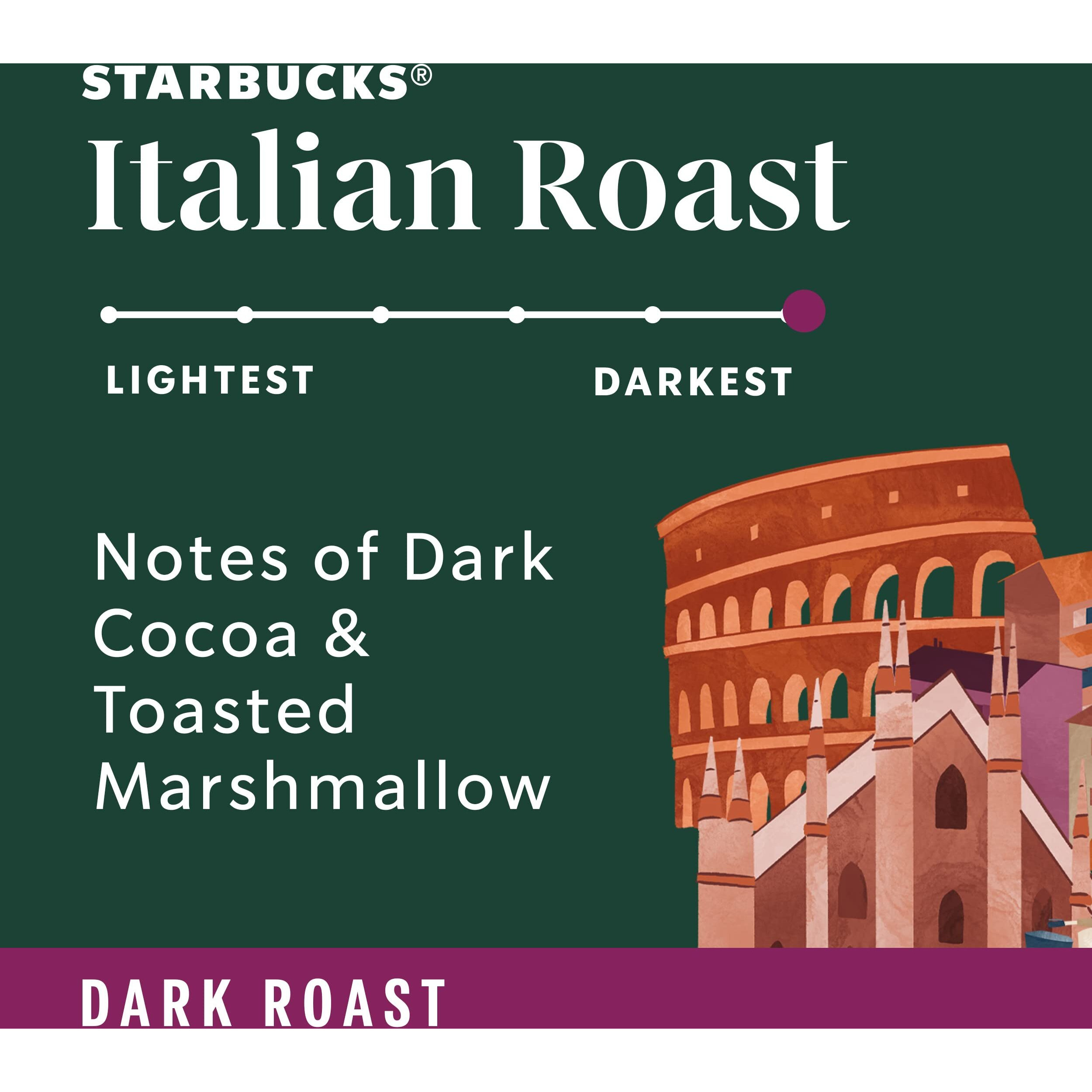 Starbucks K-Cup Coffee Pods, Dark Roast Coffee, Italian Roast, 100% Arabica, 1 Box (10 Pods)