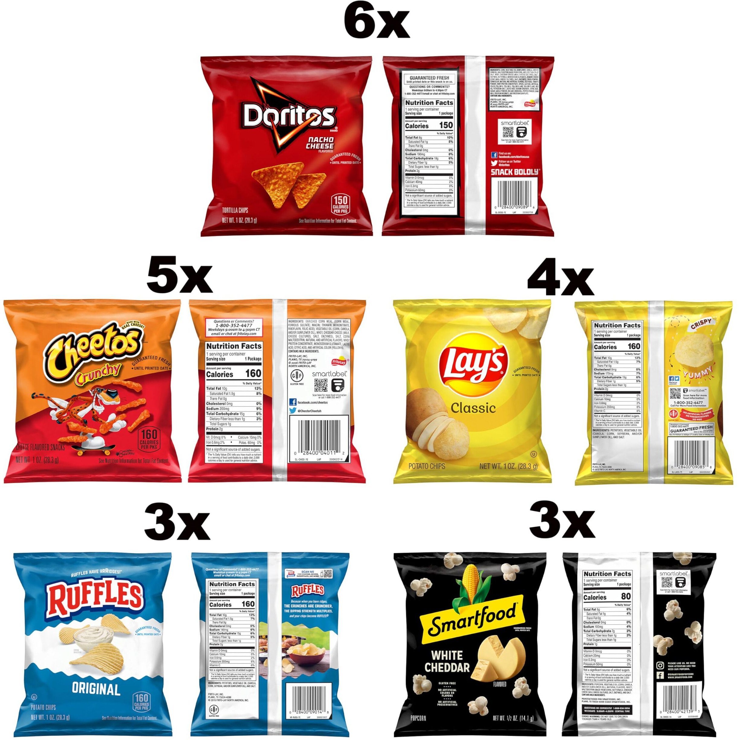Frito-Lay Classic Mix Variety Pack, Single Serve Snack Bags (Pack Of 21)