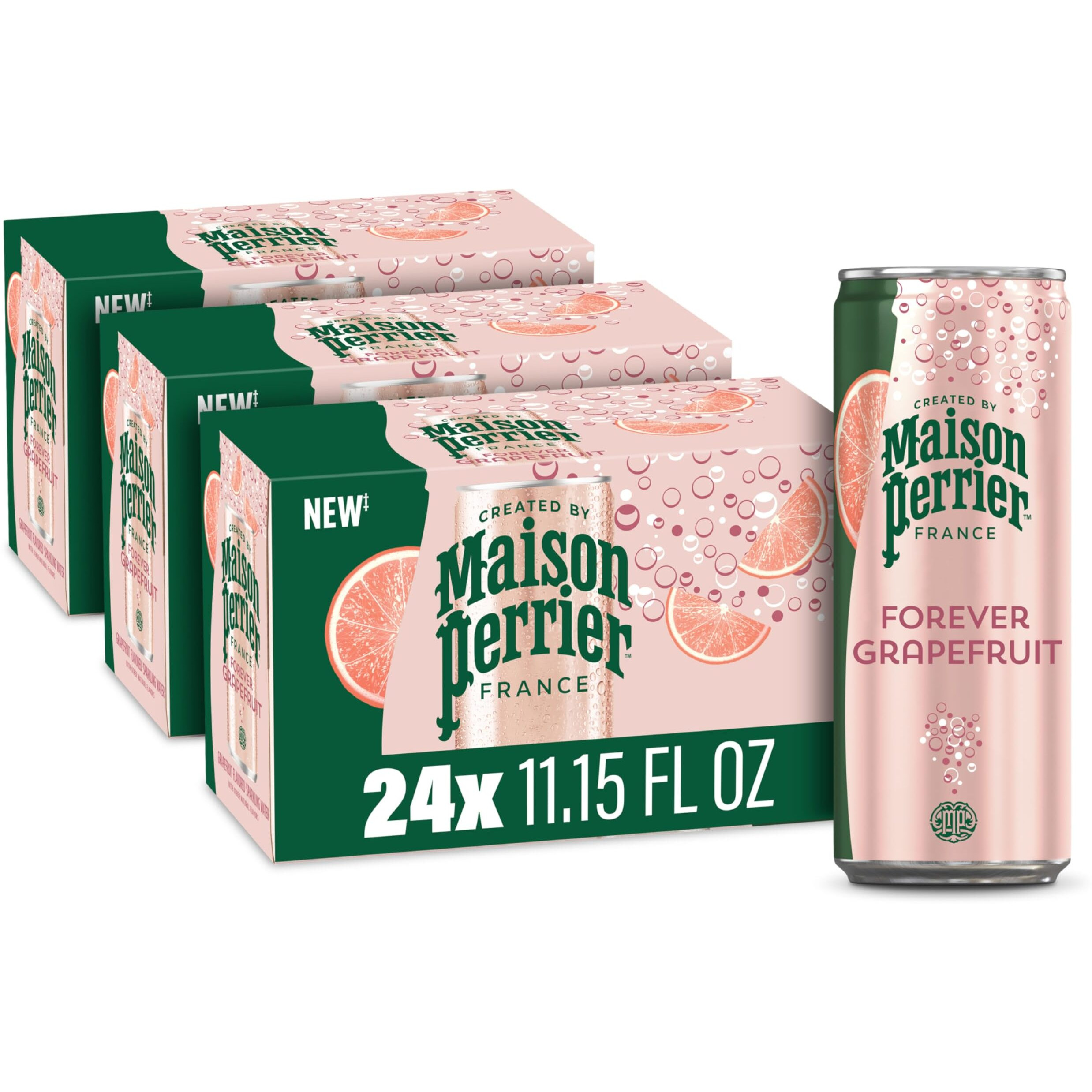 Maison Perrier Grapefruit Flavored Sparkling Water, 11.15 Fl Oz Can (24 Count)
