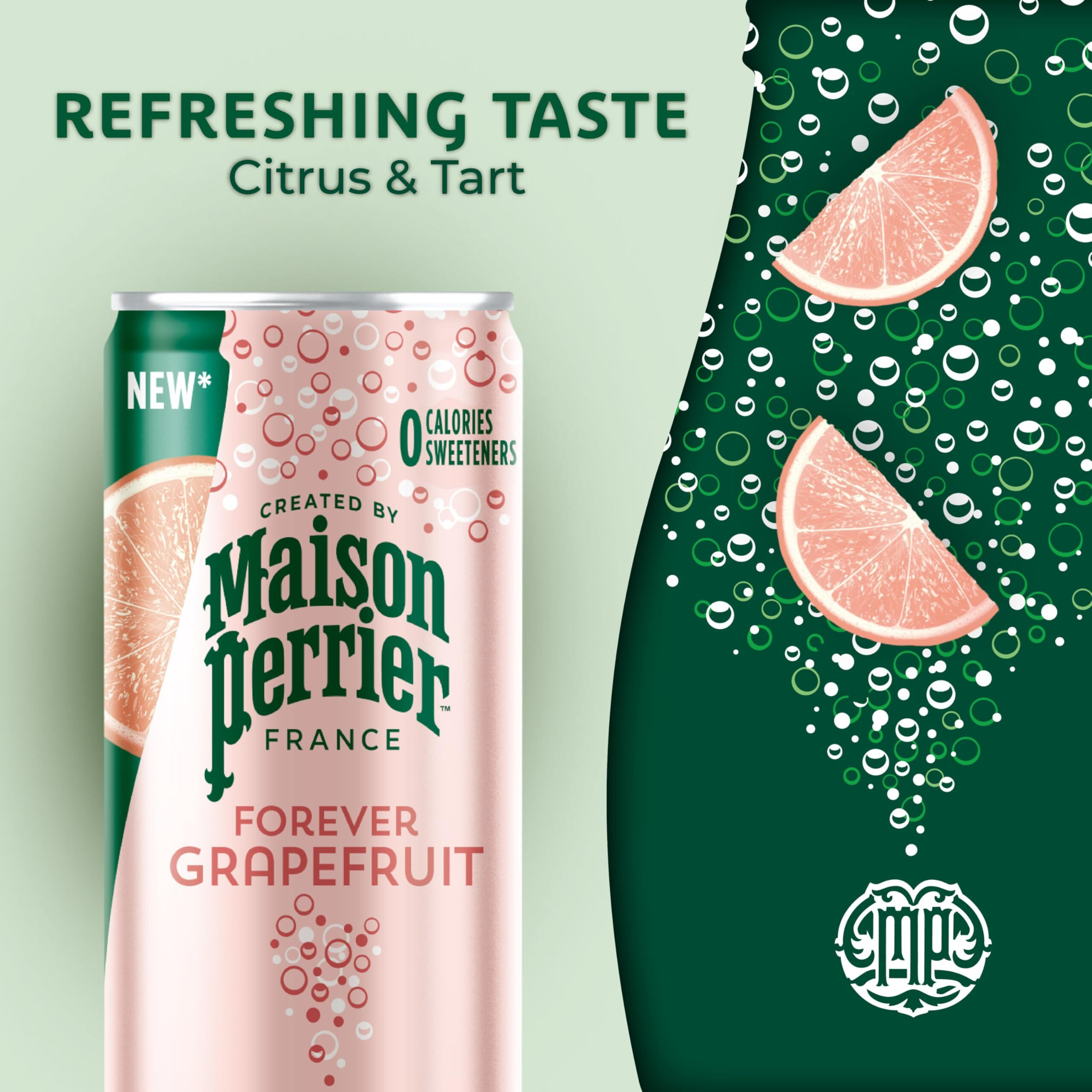 Maison Perrier Grapefruit Flavored Sparkling Water, 11.15 Fl Oz Can (24 Count)