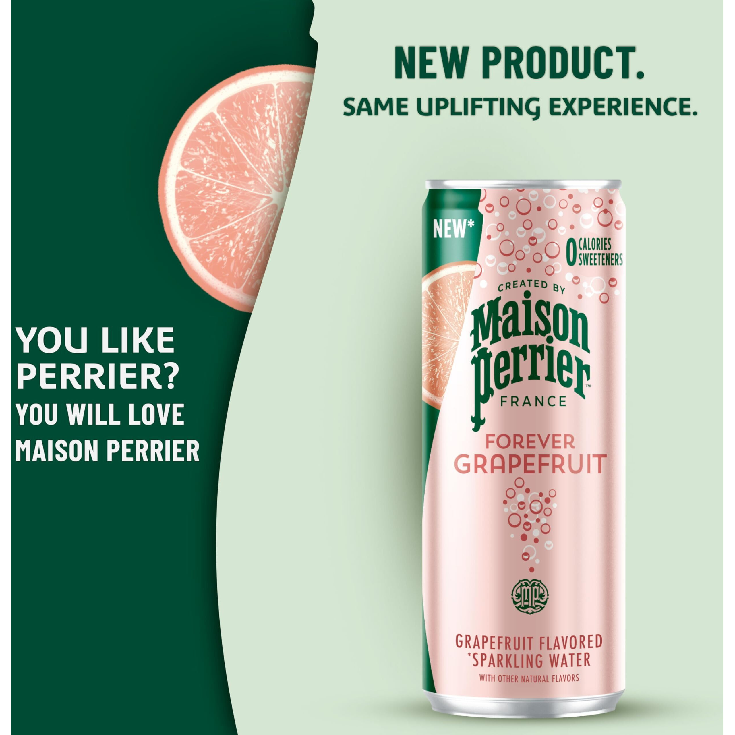 Maison Perrier Grapefruit Flavored Sparkling Water, 11.15 Fl Oz Can (24 Count)