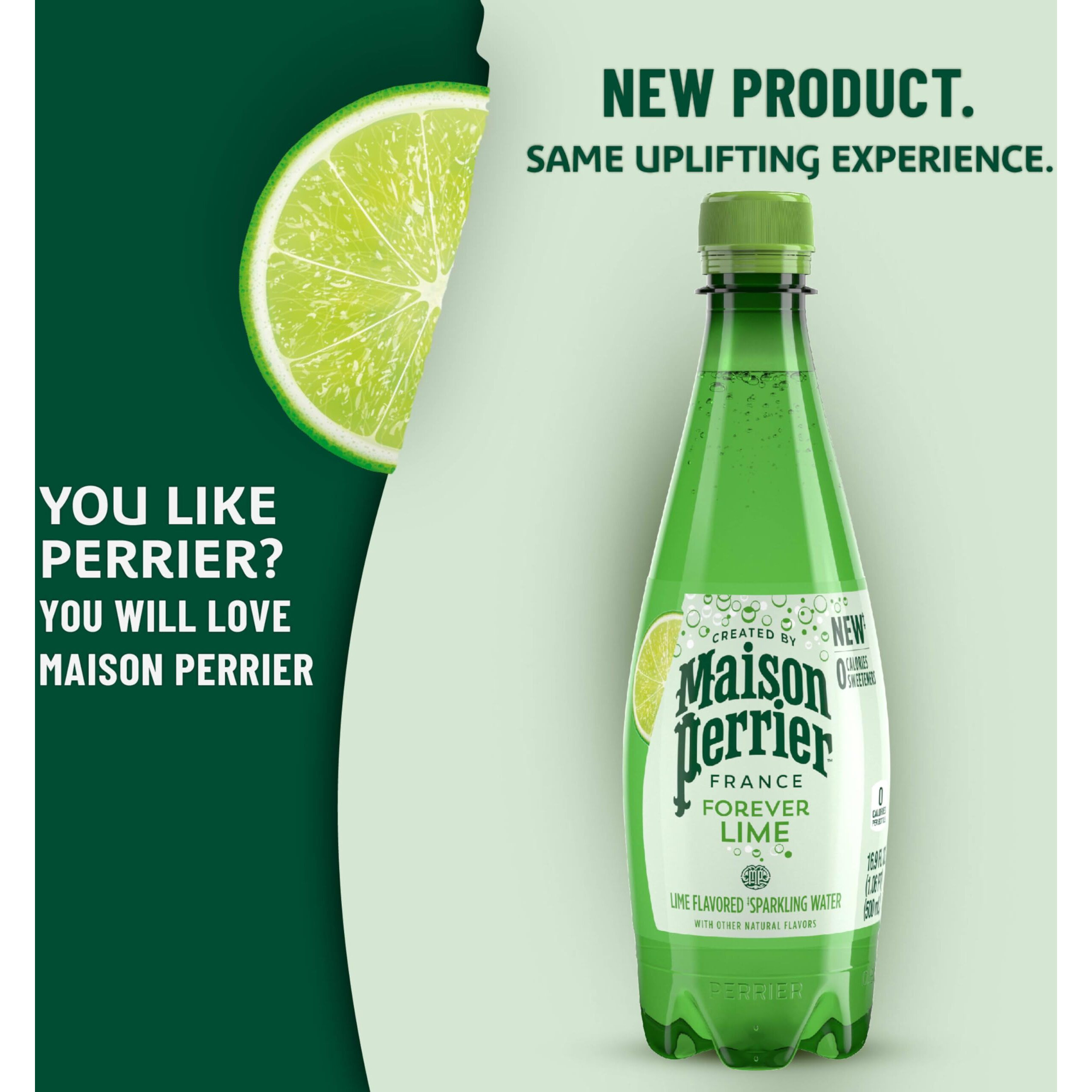 Maison Perrier Forever Lime Flavored Sparkling Water, 16.9 Fl Oz Plastic Water Bottles, 6 Count 101.4 Fl Oz