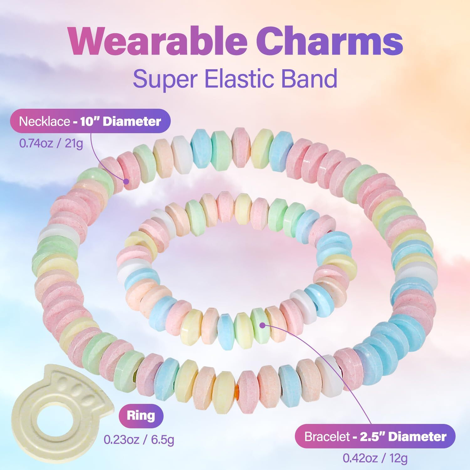 Fresh Finest Novelty Candy Mix - 54-Count Bulk Candy In A Jar. Includes 18 Candy Bracelets, 18 Candy Necklaces, And 18 Candy Rings, All Individually Wrapped.