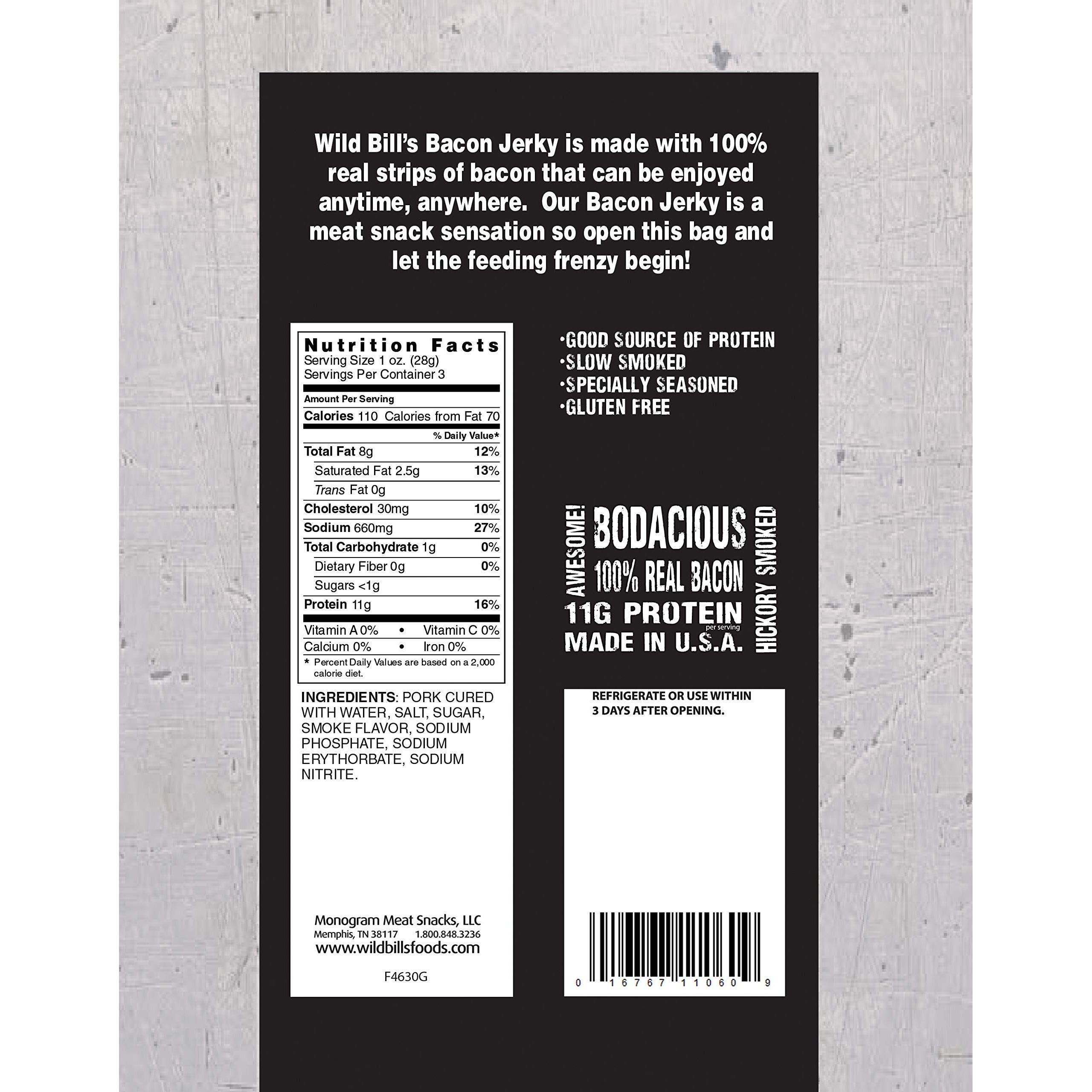 Wild Bills Hickory Smoked Bacon Jerky 3 Ounce Pack (3 Count)