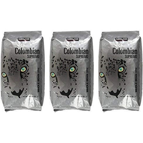 Kirkland Signature Colombian Supremo Whole Bean Coffee, 3 Pound (3 Pack)