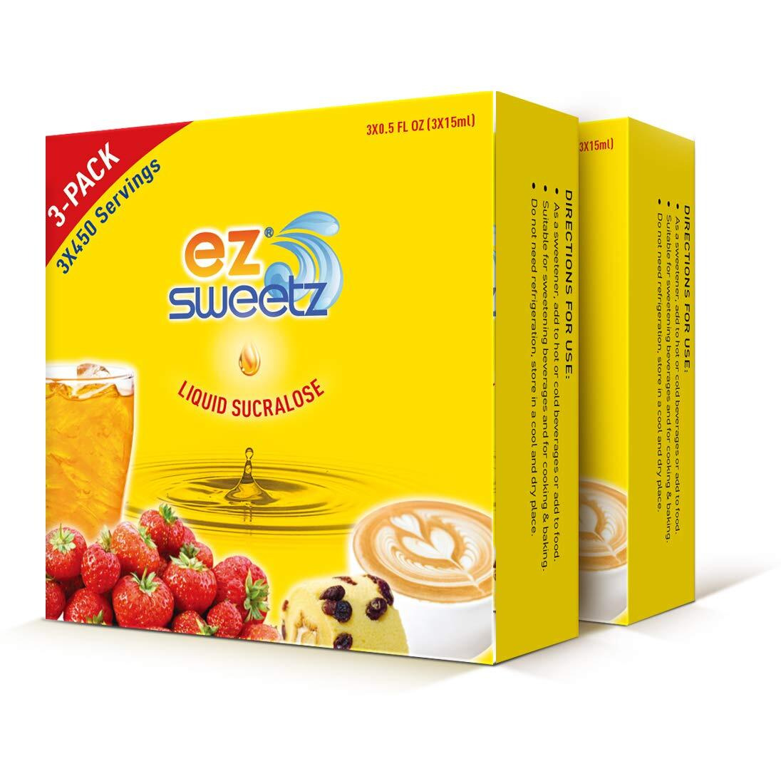 0.5 Oz - Liquid Sweetener 450 Servings/Bottle | 3-Bottle X 2-Pack