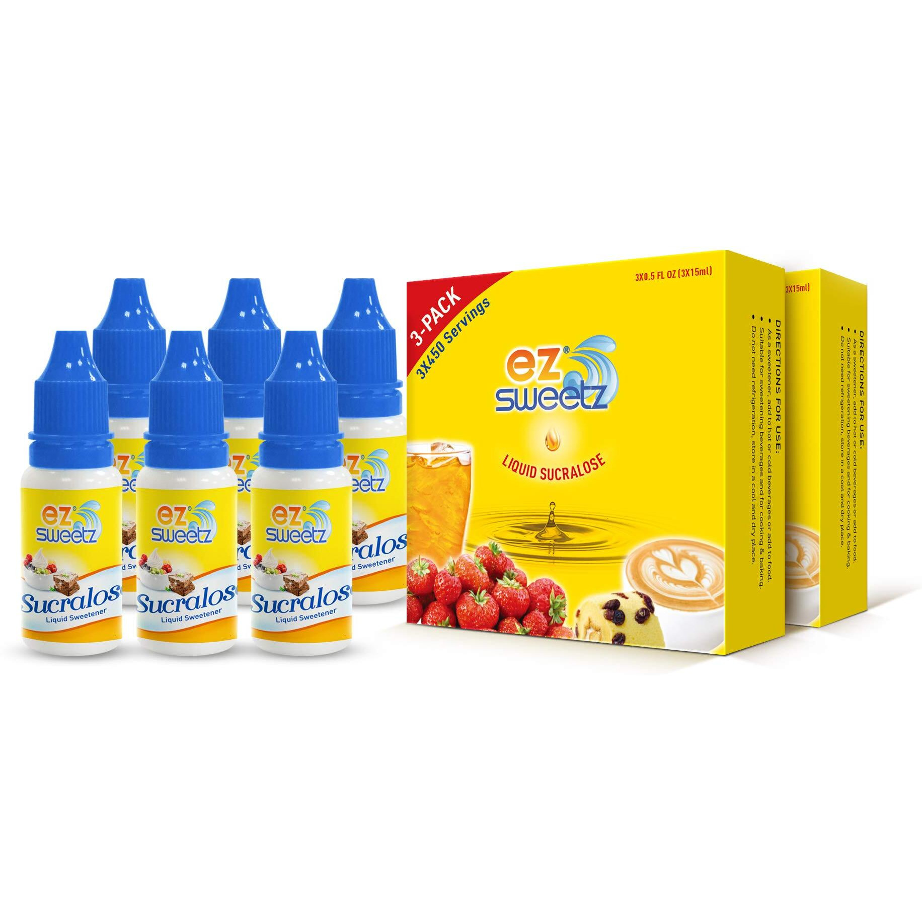 0.5 Oz - Liquid Sweetener 450 Servings/Bottle | 3-Bottle X 2-Pack