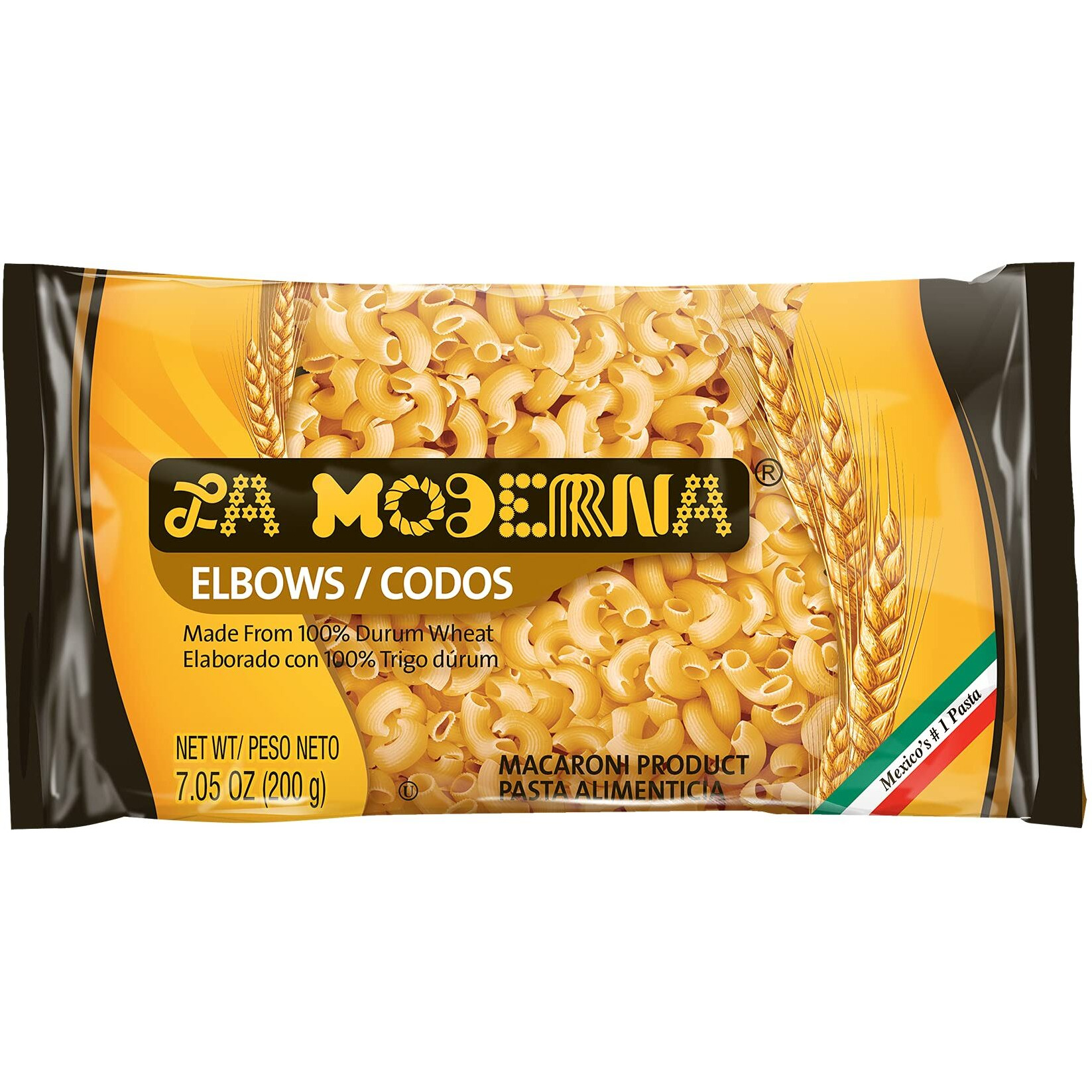 La Moderna Elbow Pasta, Macaroni Noodles, Non-Gmo Durum Wheat, Protein, Mineral, Fiber, Vitamins, 7 Oz, Pack Of 20