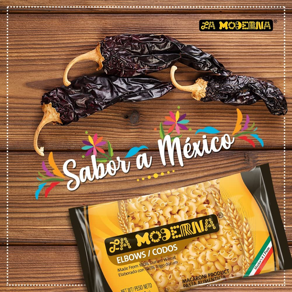 La Moderna Elbow Pasta, Macaroni Noodles, Non-Gmo Durum Wheat, Protein, Mineral, Fiber, Vitamins, 7 Oz, Pack Of 20
