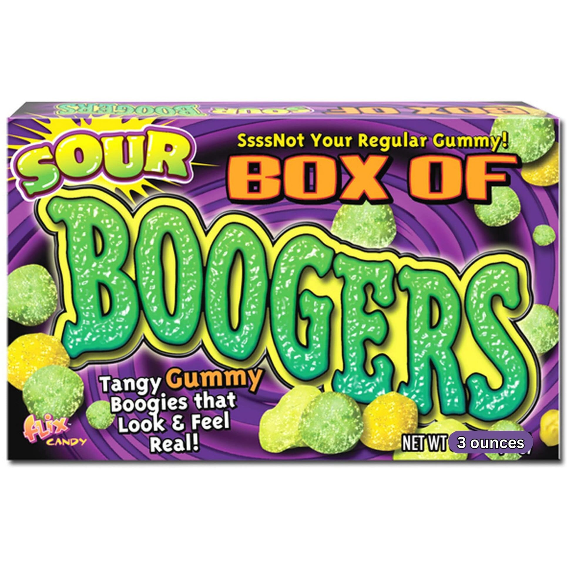Sour Box Of Booger Gummies, Tangy Gummy Candy Boogers Movie Theater Box Shareable Candy, Gag Gift Prank Or Party Favor, Pack Of 3