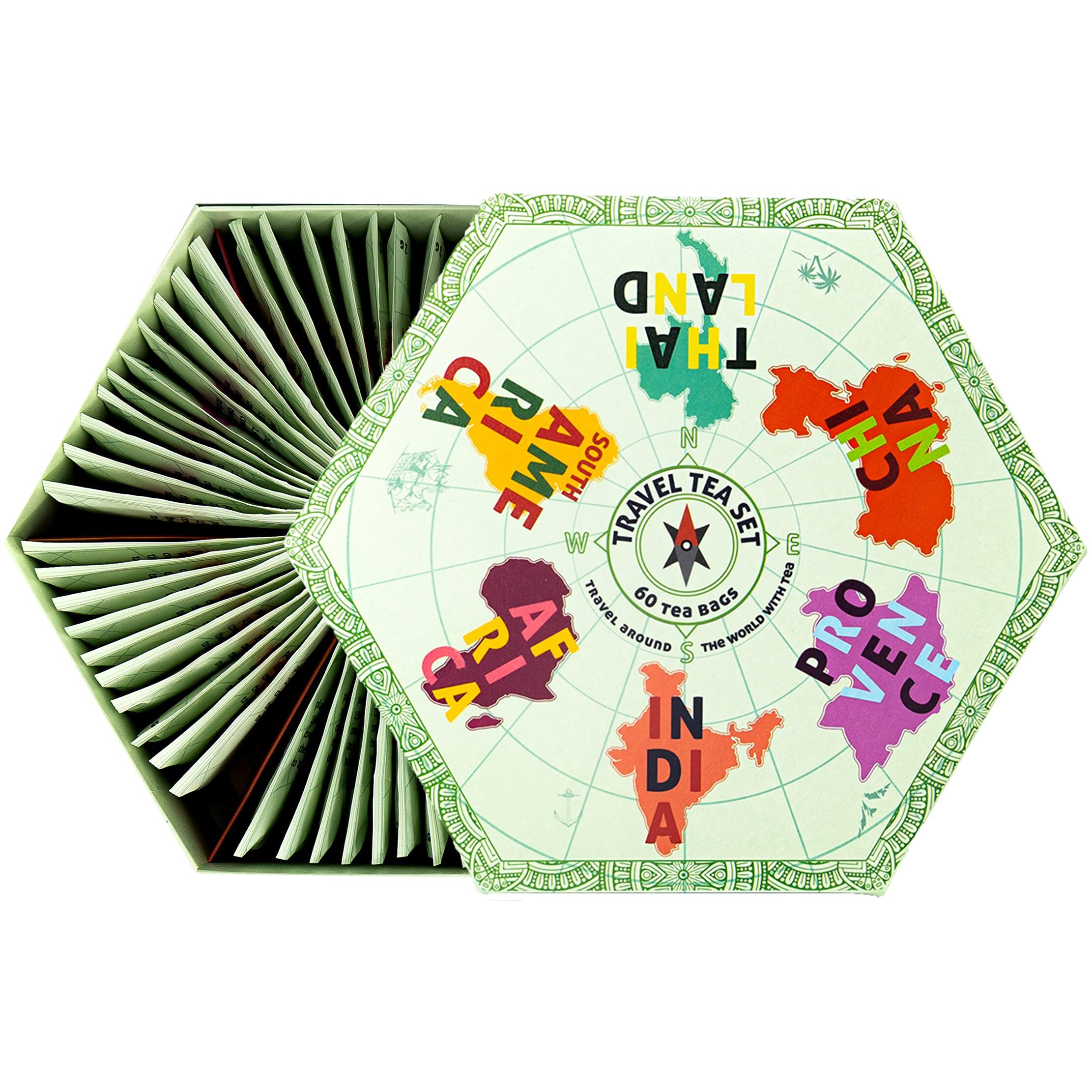 Acorus Travel Tea Set | Round-The-World Trip Of Your Dreams With Selection Of Teas You Have Never Tasted Before | Assorted Tea Gift Set | Herbal And Fruit Variety Pack | 60 Tea Bags