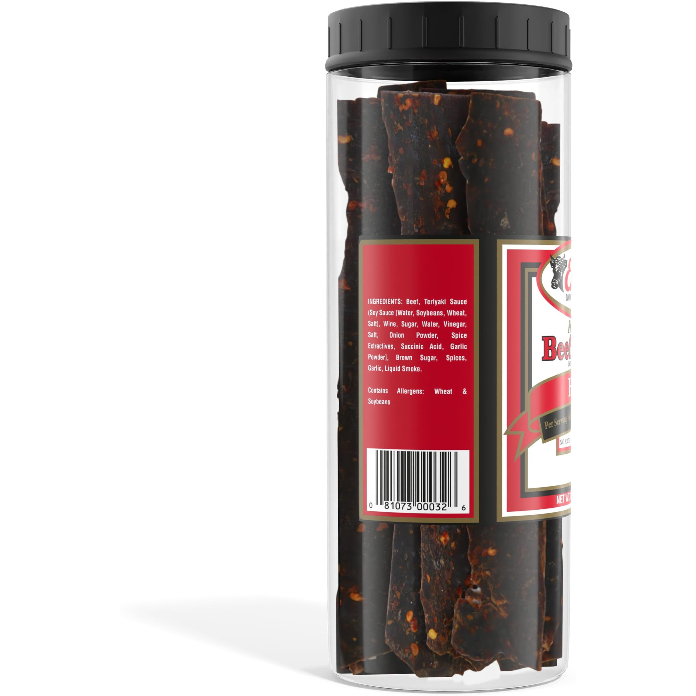Enjoy Beef Jerky Hot | 20 Oz (Pack Of 1) | 32 Count | Traditional Style | Usa Made | High Protein | Low Fat | Zero Trans Fat | No Preservatives | No Msg | No Nitrites | Resealable Jar