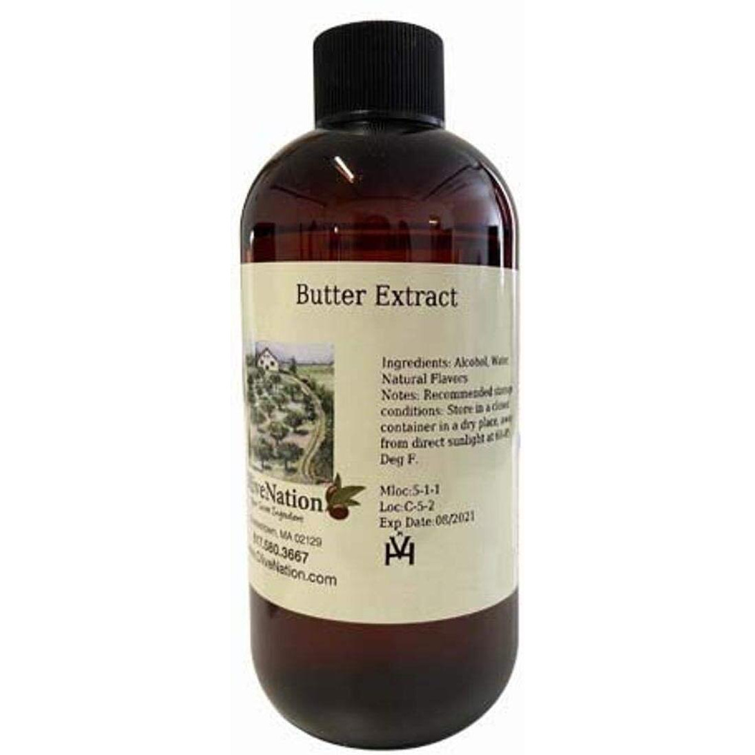 Olivenation Natural Butter Flavor Extract, Rich Buttery Flavoring For Baked Goods, Beverages, Sugar Free, Pg Free, Non-Gmo, Gluten Free, Kosher - 8 Ounces
