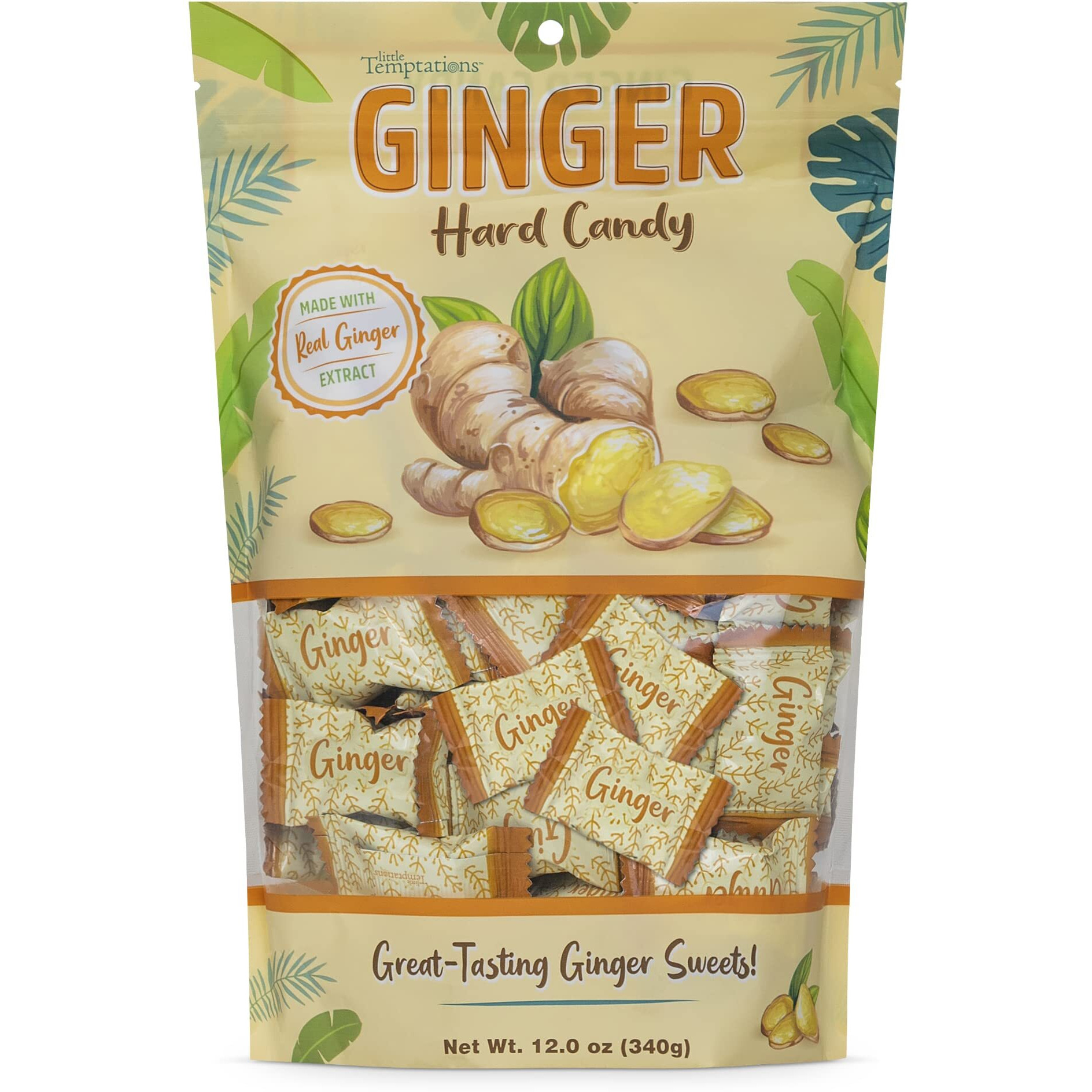 Ginger Hard Candy, Original Flavor 12 Oz Bag, Individually Wrapped Healthy Candy, The Sweet And Spicy Natural Remedy For Anti-Nausea And Digestion, Made With Real Ginger Extract