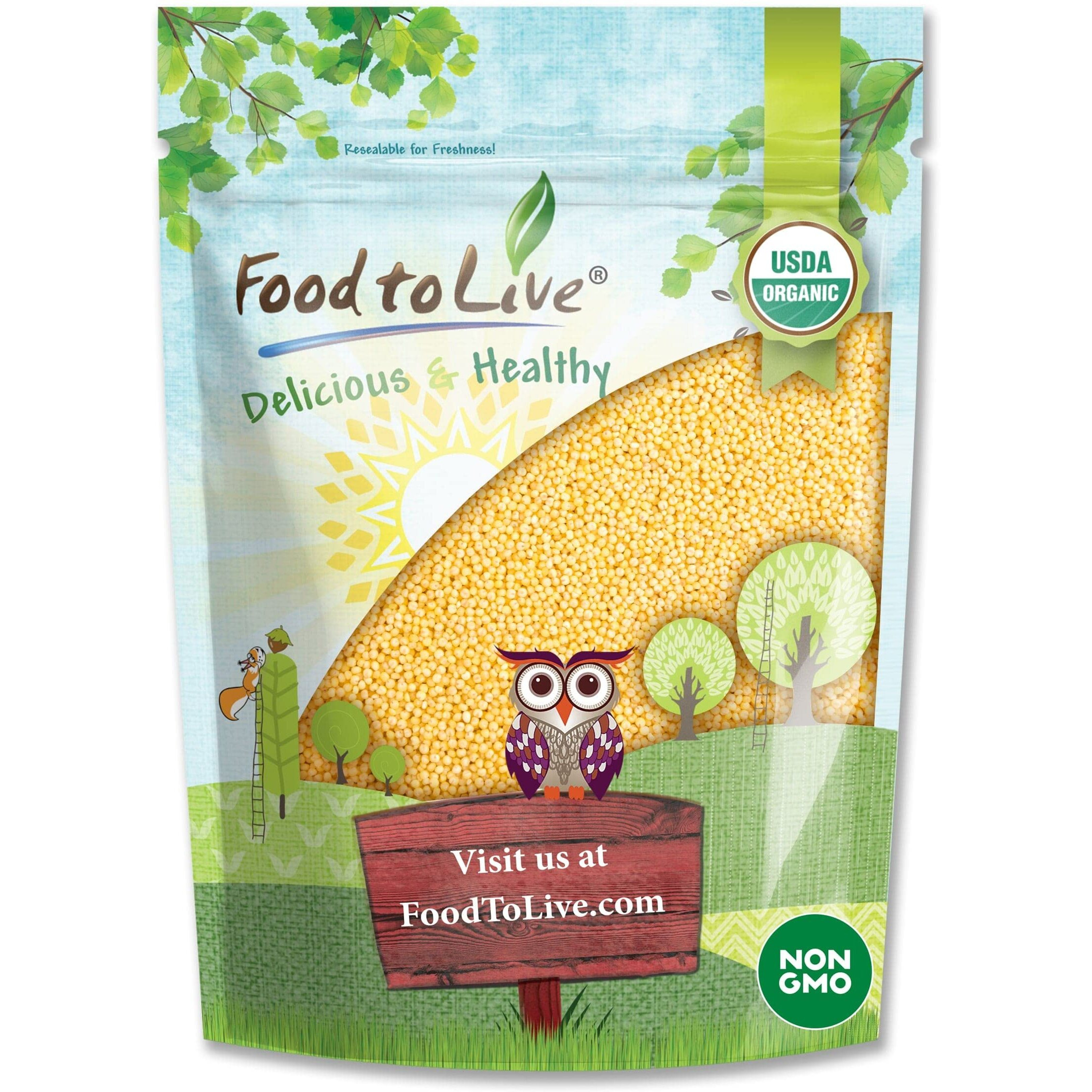 Food To Live Organic Hulled Millet, 3 Pounds - Whole Grain Seeds, Non-Gmo, Kosher, Raw, Bulk, Product Of The Usa