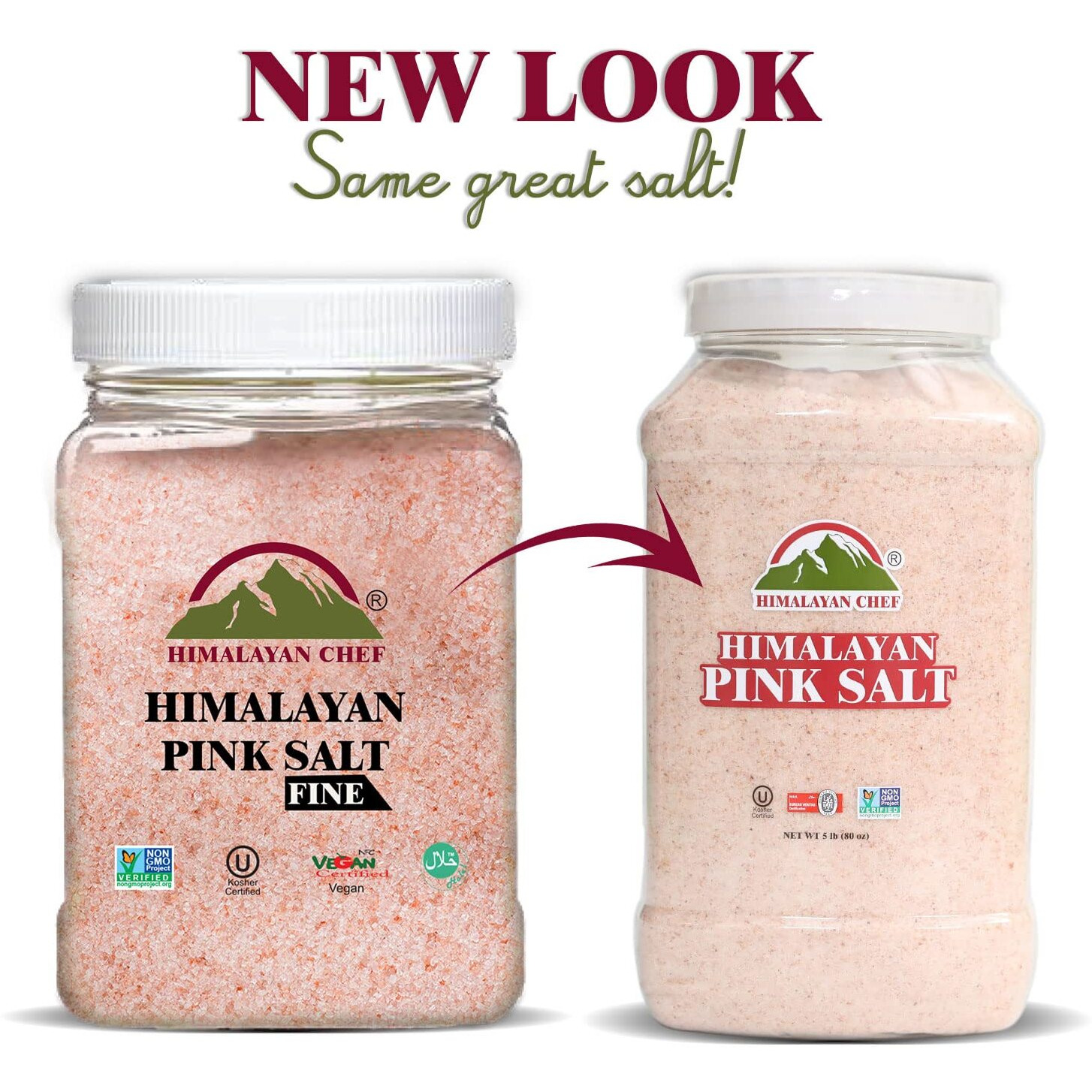 Himalayan Chef Pink Salt Fine Grain, Plastic Jar - 5Lbs Gmo & Gluten-Free