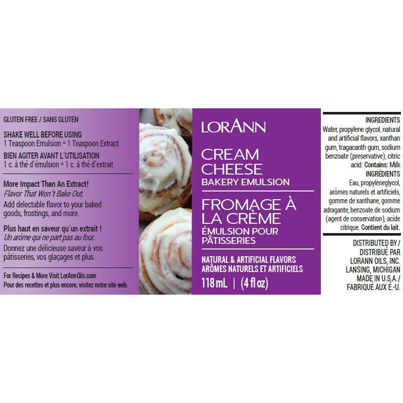 Lorann Oils Cream Cheese, Lemon, Strawberry Bakery Emulsion Triple Flavor Blend, Ideal For Enhancing Complex Flavors In Baked Goods, Gluten-Free, Keto-Friendly, Flavor Blend Essential