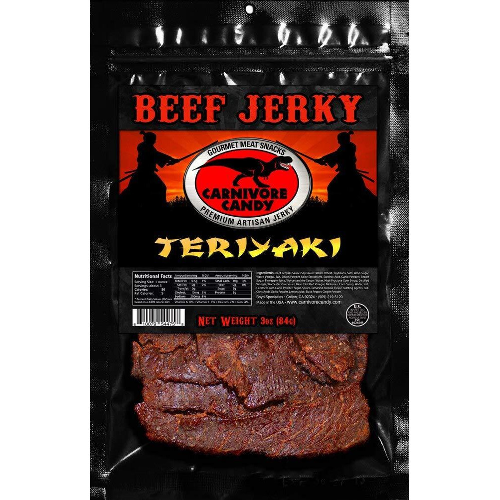 Jurassic Jerkys Carnivore Candy Beef Jerky, Flavors Variety Pack, Teriyaki, Barbecue Mesquite And Traditional Western, Food On The Go, Full Of Protein Lunch Snack Sticks - (3) 3 Oz Bags.