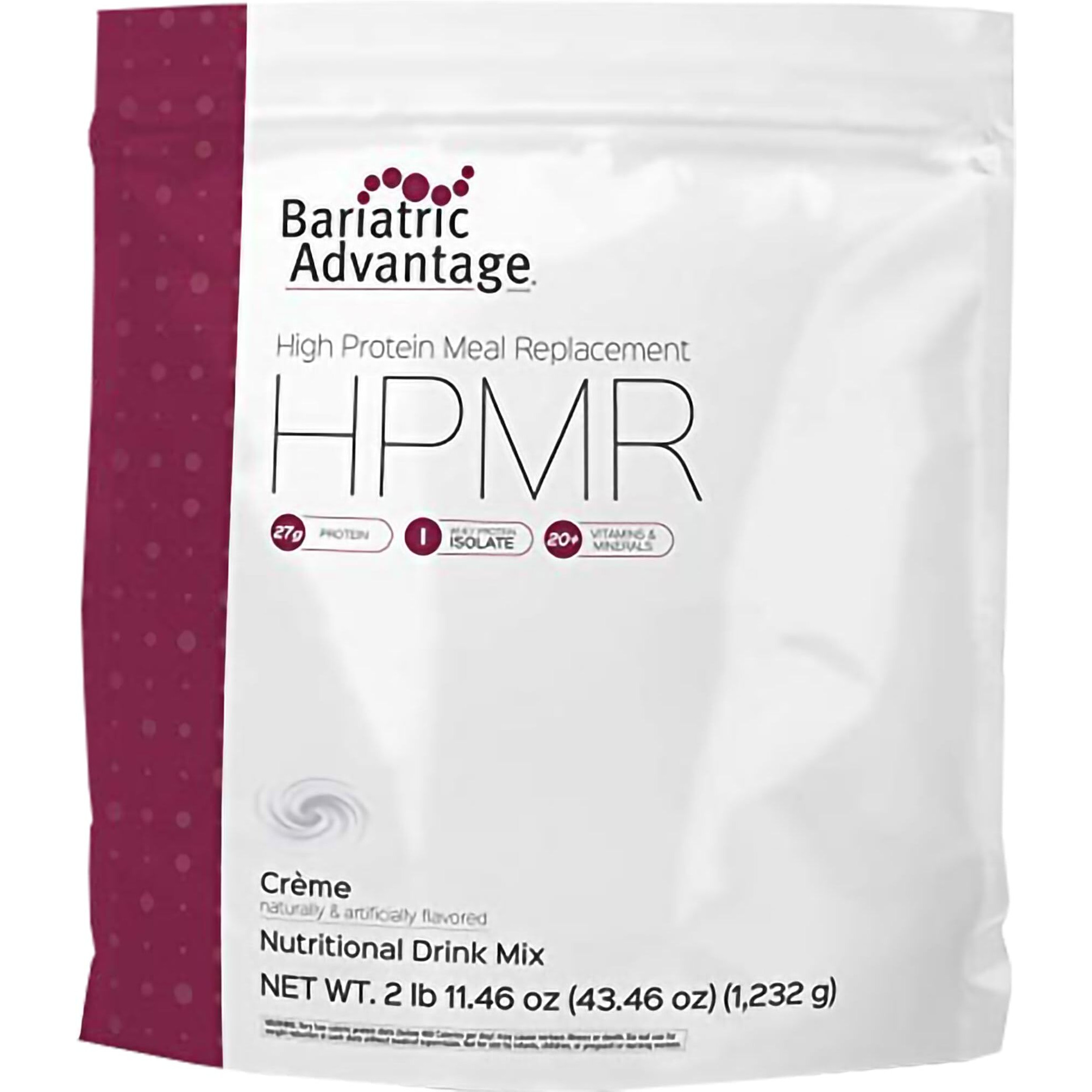 Bariatric Advantage High Protein Meal Replacement Drink Mix, Protein Powder Whey Isolate For Gastric Bypass And Sleeve Gastrectomy Patients, 27G Protein, Lactose Free - Creme - 28 Servings