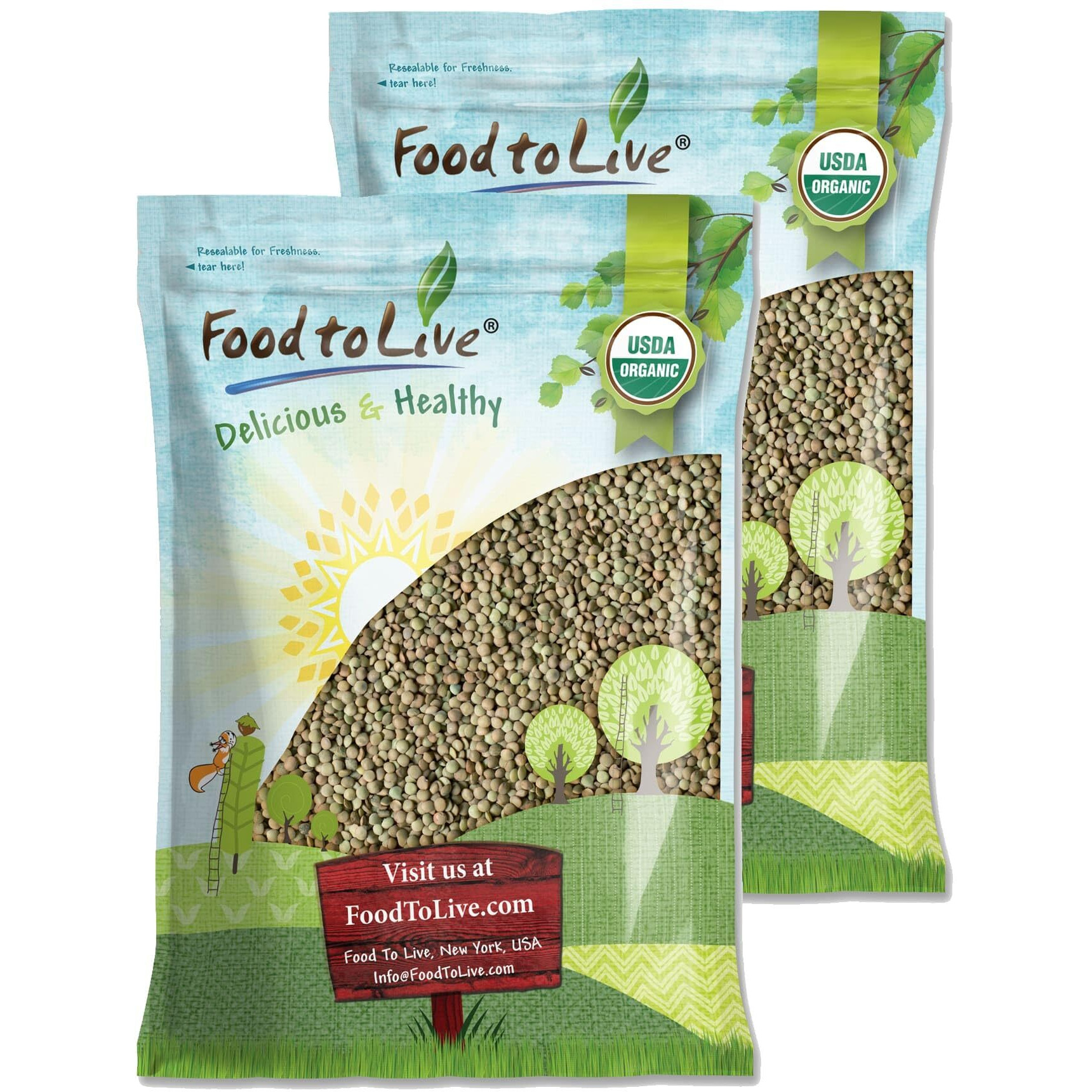 Food To Live Organic Whole Green Lentils, 25 Pounds - Non-Gmo, Dried Raw Beans, Sproutable, Vegan, Kosher, Bulk. High In Folate, Dietary Fiber, Protein. No Soaking Required. Great For Veggie Burgers.