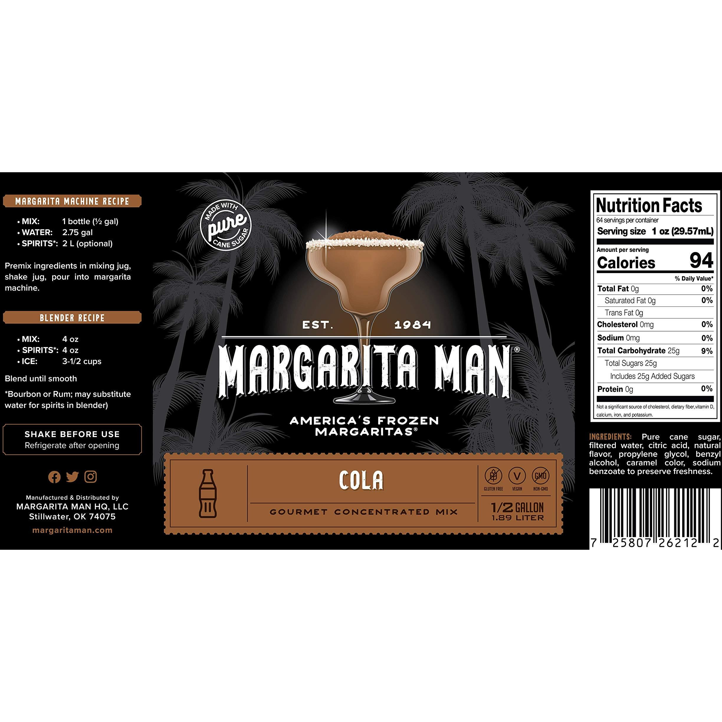 Margarita Man Cola Mix | 64Oz Bottle, Makes 60 Drinks | Makes Cola Slushes, Jack 'N Cokes, & Rum 'N Cokes | Bars, Restaurants, At Home | Pure Cane Sugar