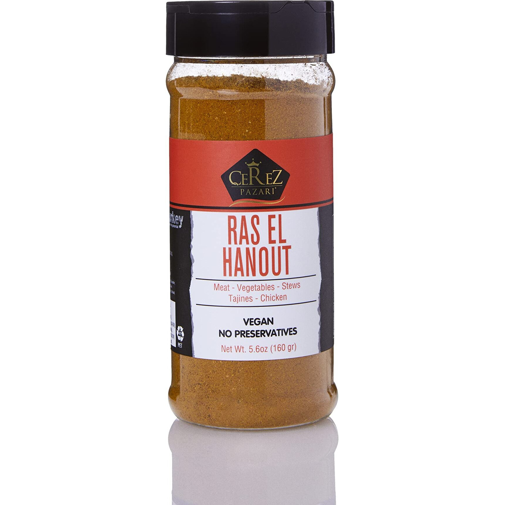 Cerez Pazari Ras El Hanout Meat Seasoning 5.6Oz-160G, Moroccan Meat Spice Blend Premium Grade,%100 Natural, Freshly Packed, Non-Gmo, Gluten Free, No Preservatives