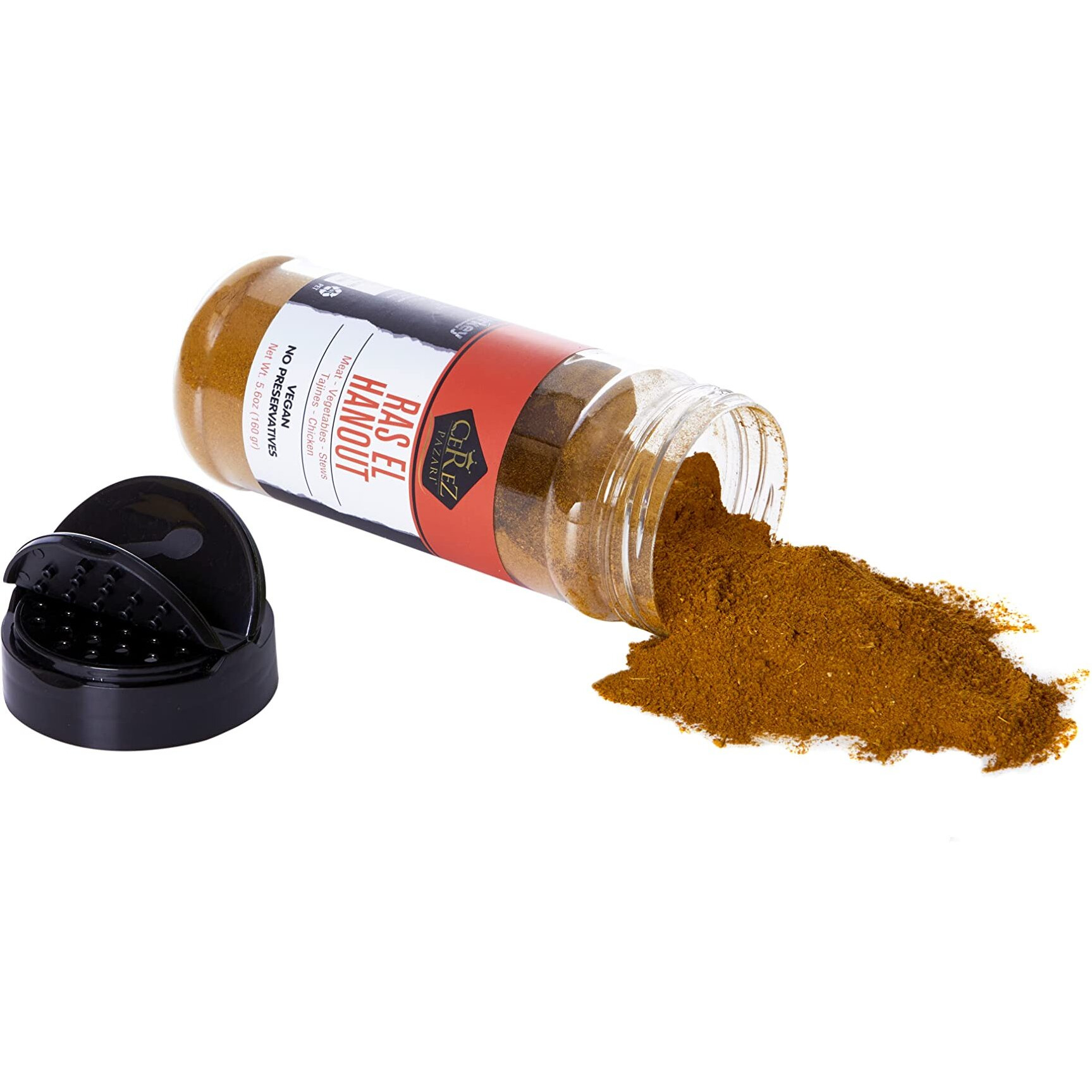 Cerez Pazari Ras El Hanout Meat Seasoning 5.6Oz-160G, Moroccan Meat Spice Blend Premium Grade,%100 Natural, Freshly Packed, Non-Gmo, Gluten Free, No Preservatives