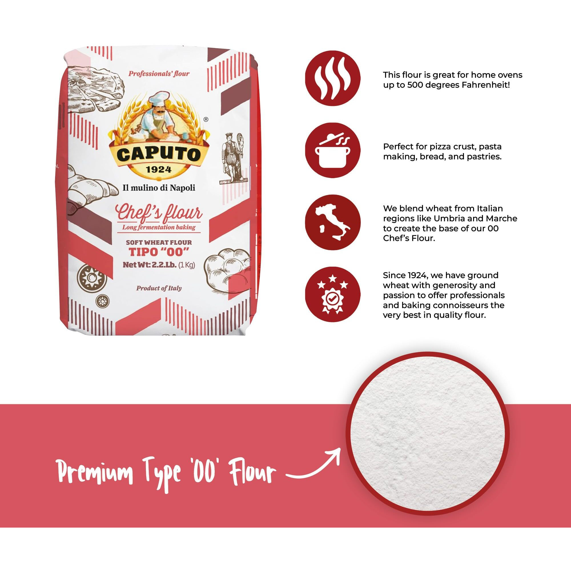 Antico Molino Napoli Antimo Caputo '00' Flour 2.2 Lb (Pack Of 3)