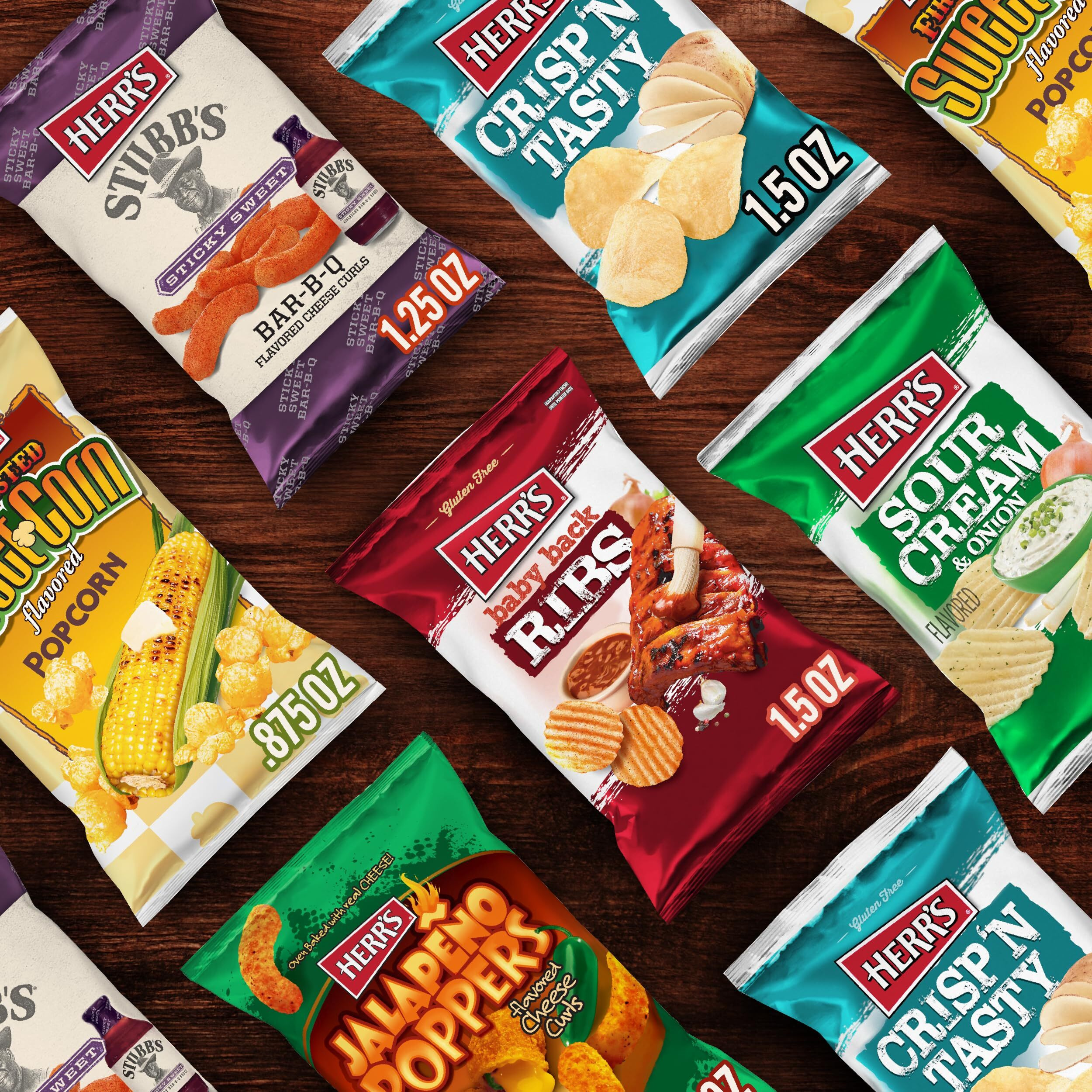 Herr's Variety Pack, Assorted Snacks, 0.625-1.5 Ounce (Pack Of 24 Bags)