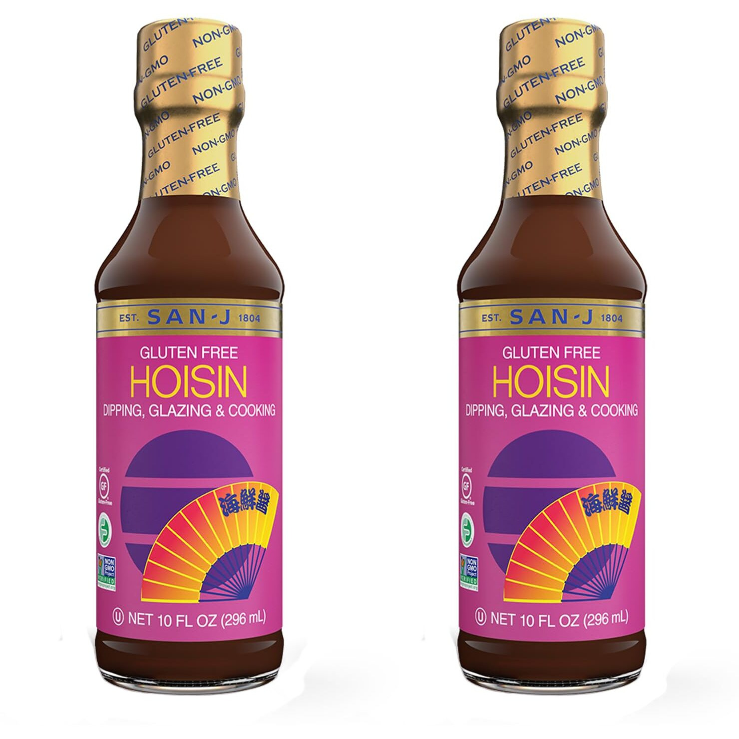 San-J - Gluten Free Hoisin Sauce - Fragrant And Tasty Cooking Sauce - Non-Gmo - 10 Oz. Bottles - 2 Pack