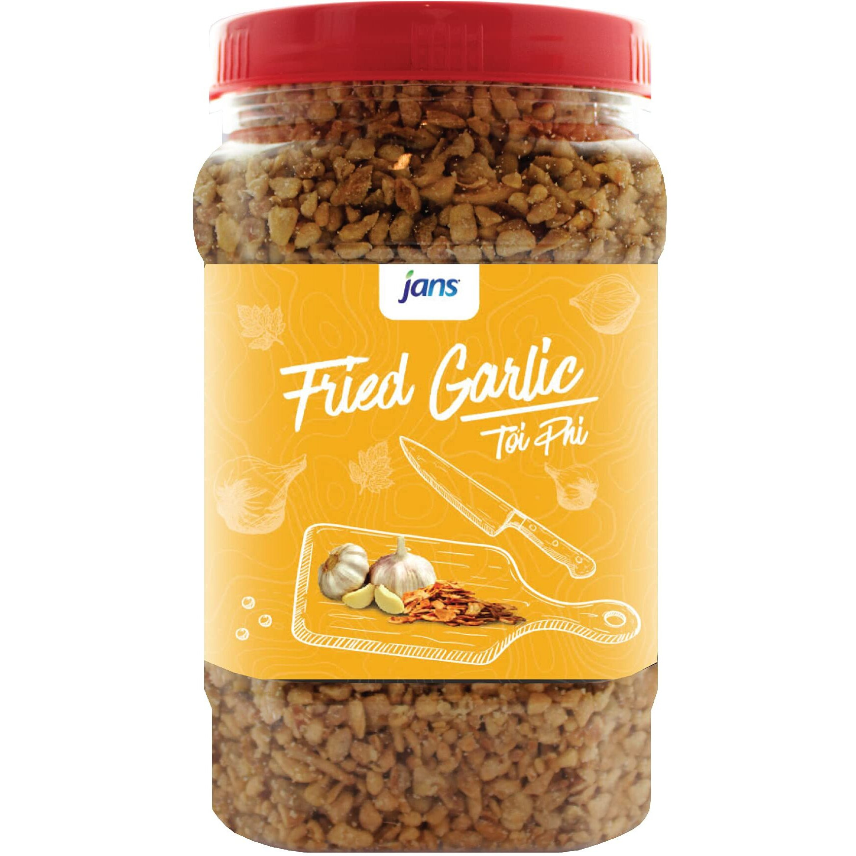 Jans Crispy Fried Garlic | Garnishing, Seasoning, Topping | Large 8 Oz