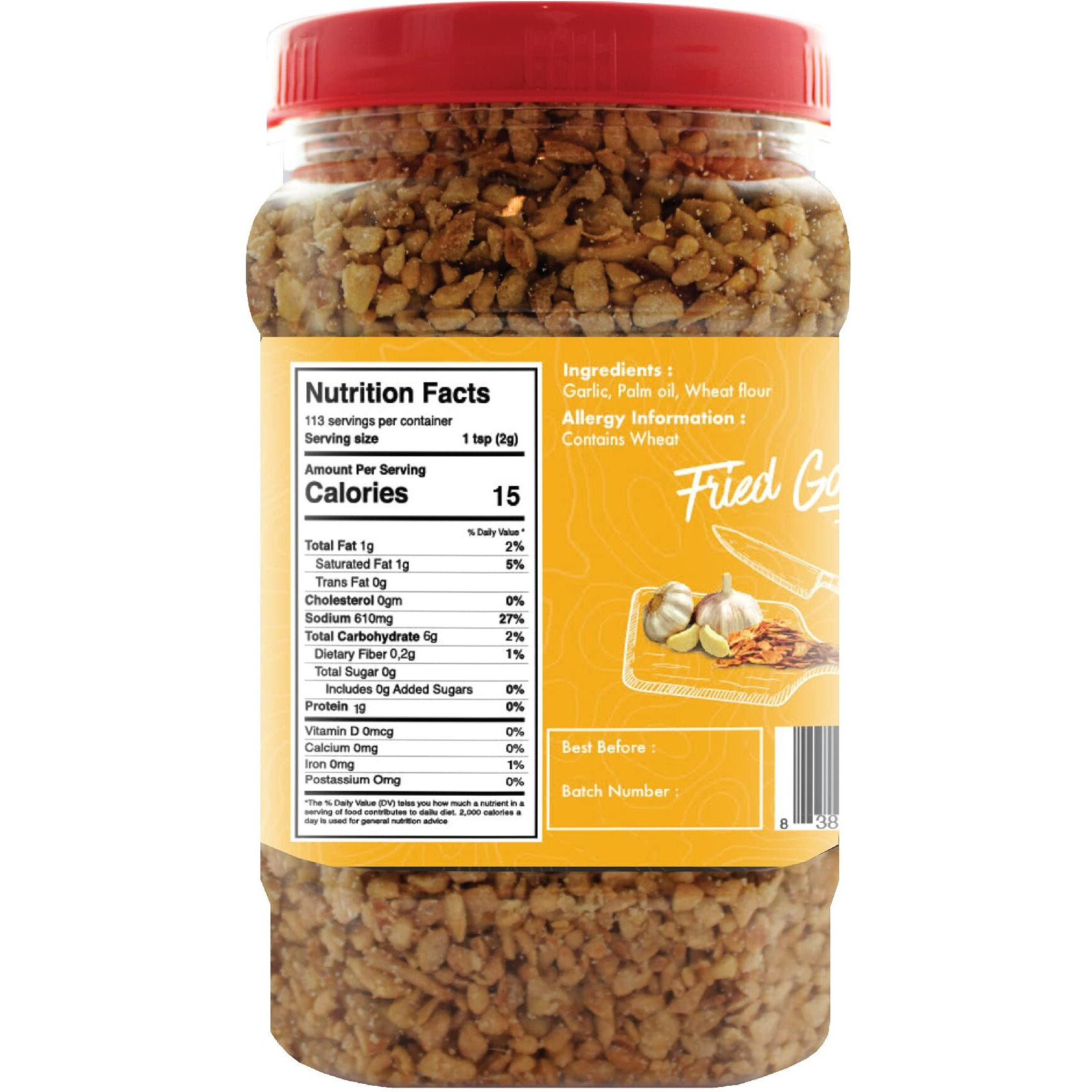 Jans Crispy Fried Garlic | Garnishing, Seasoning, Topping | Large 8 Oz