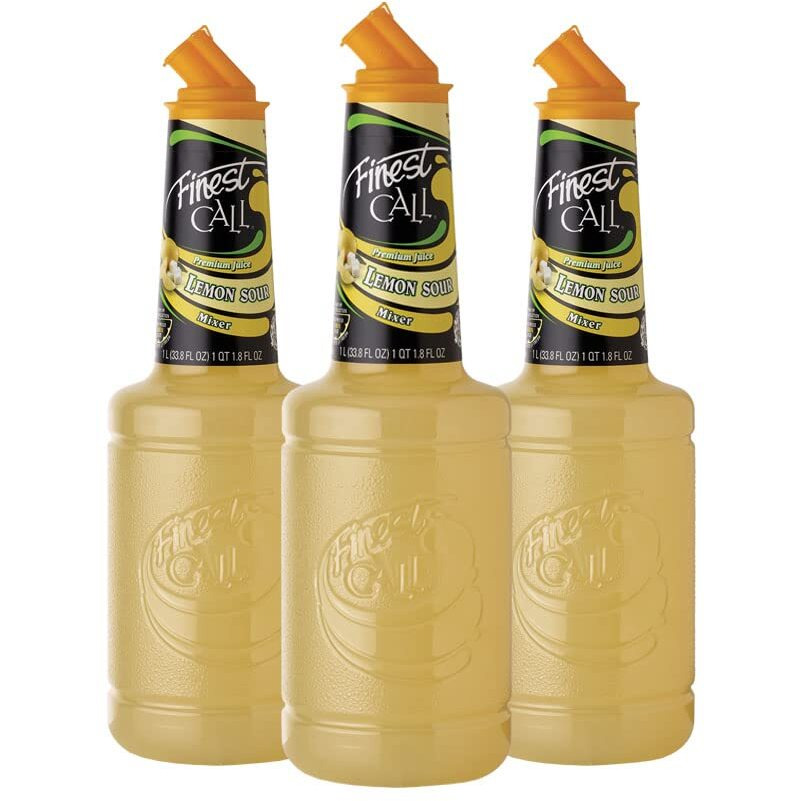 Finest Call Premium Juice Lemon Sour Drink Mix, Ready To Use, 1 Liter Bottle (33.8 Fl Oz), Pack Of 3