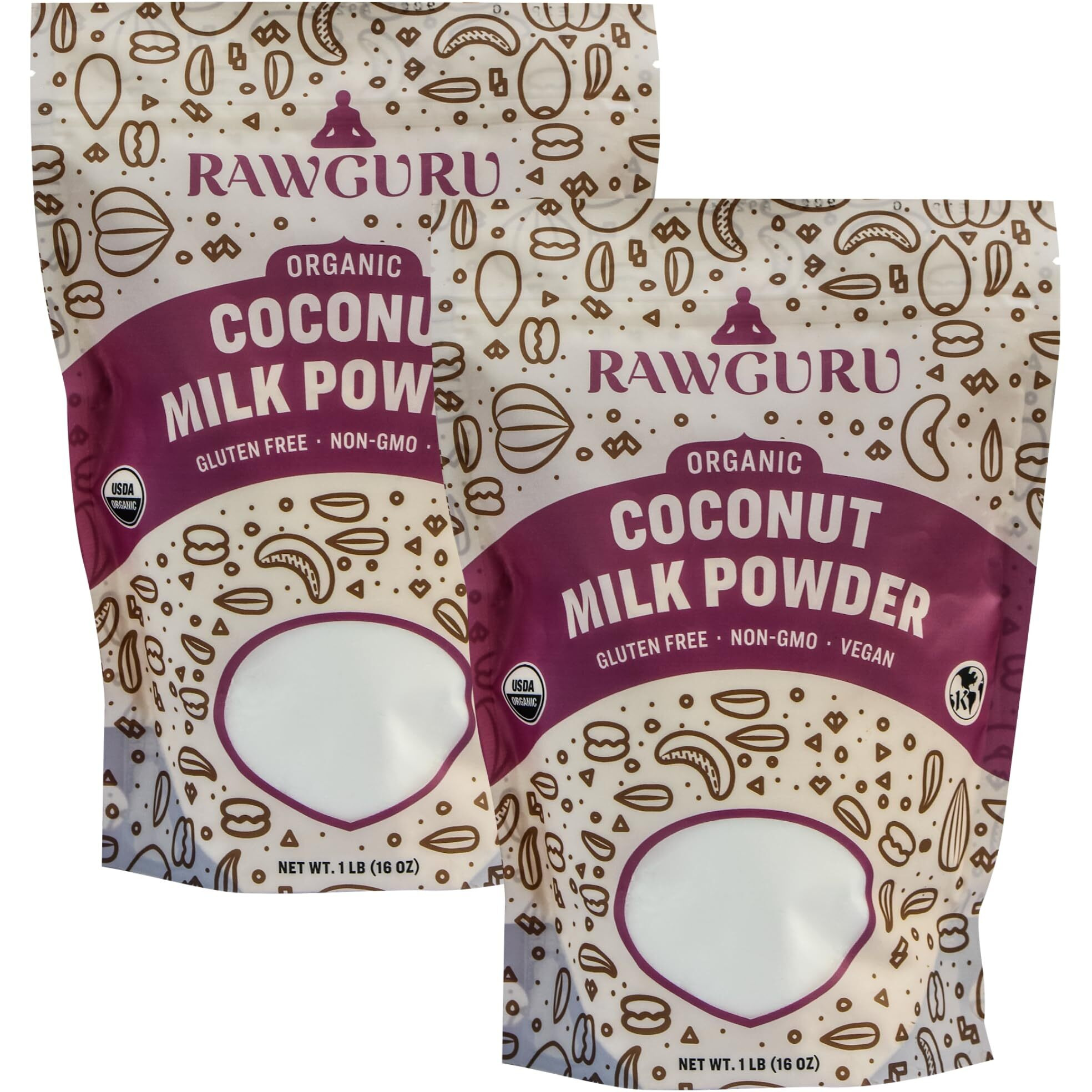 Rawguru Coconut Milk Powder - 16 Oz (Pack Of 2) - Usda Organic | Gluten Free | Non-Gmo | Vegan | Plant-Based Creamer