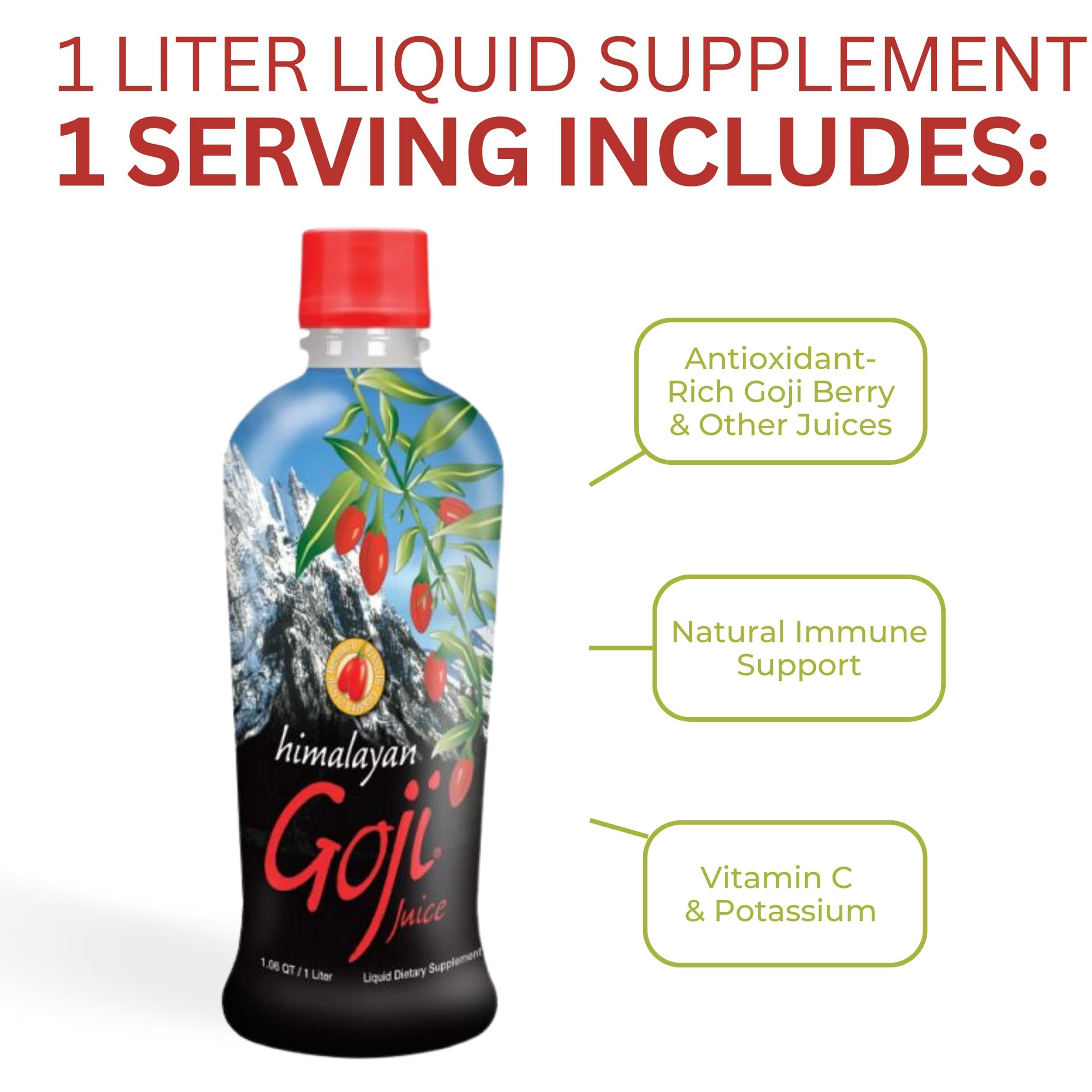 Youngevity Himalayan Goji Berry Juice - Premium Quality 100% Natural Goji Juice - Vitamin And Antioxidant Rich Superfruit Supplement - No Added Sugar, Flavours, Additives (1 Liter) (Pack Of 2)