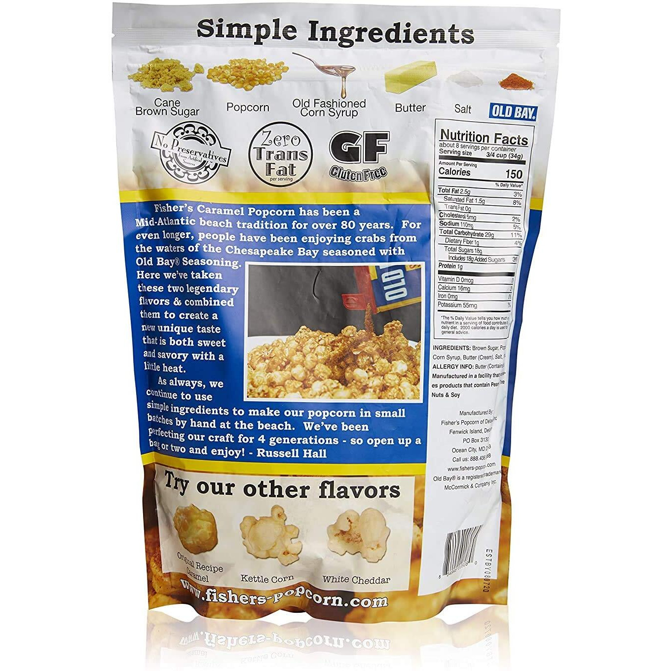 Fisher's Popcorn Old Bay Seasoned Caramel Popcorn