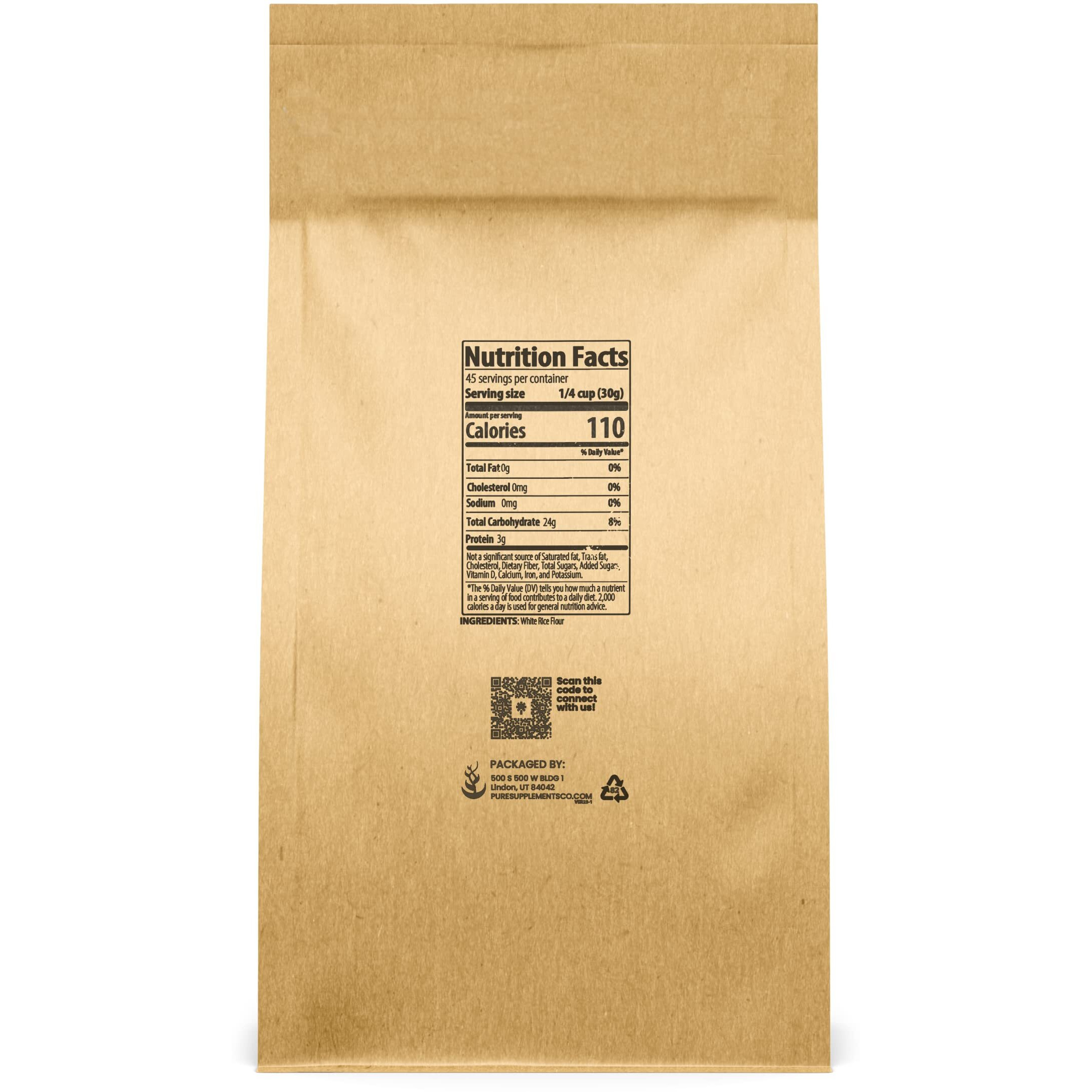 Pure Original Ingredients White Rice Flour (3 Lb) Unbleached & Untreated, Flour Alternative, Vegan.